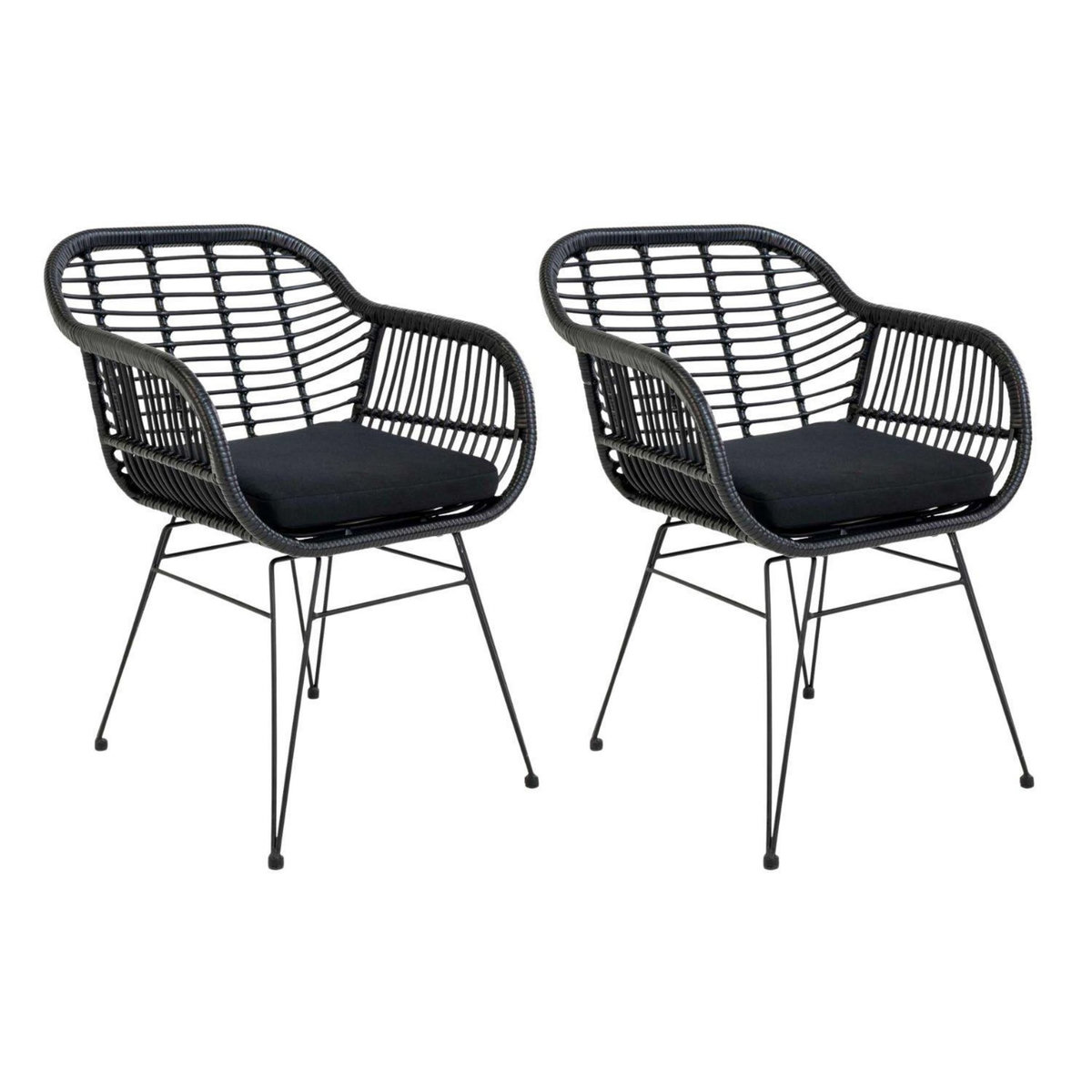 HOUSE NORDIC 4 Fauteuils de jardin noirs TRIESTE