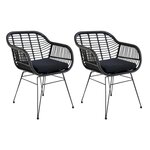 HOUSE NORDIC 4 Fauteuils de jardin noirs TRIESTE