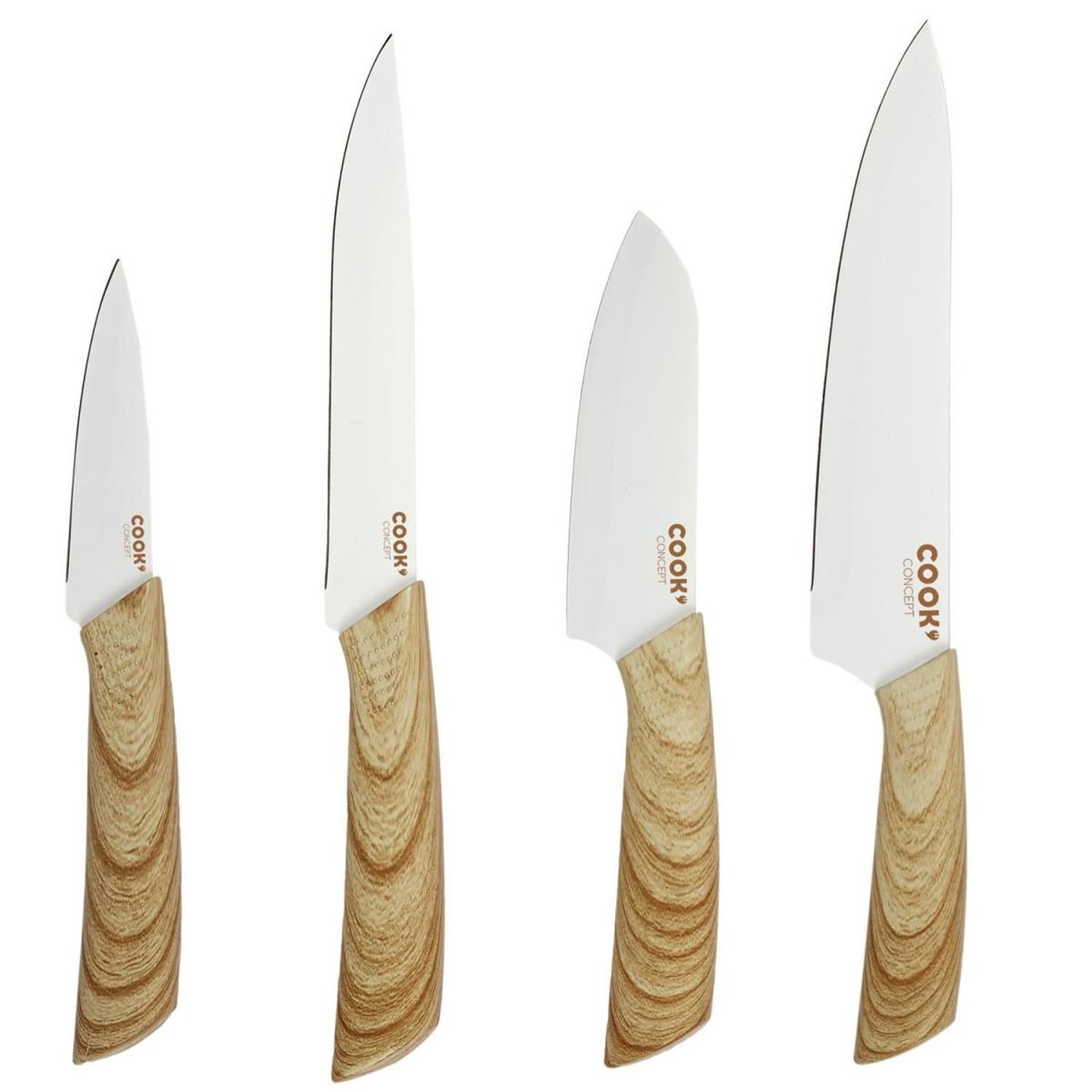 Voir la diapositive 3 : COOK CONCEPT Lot de 4 couteaux avec support  aimanté  34cm gris