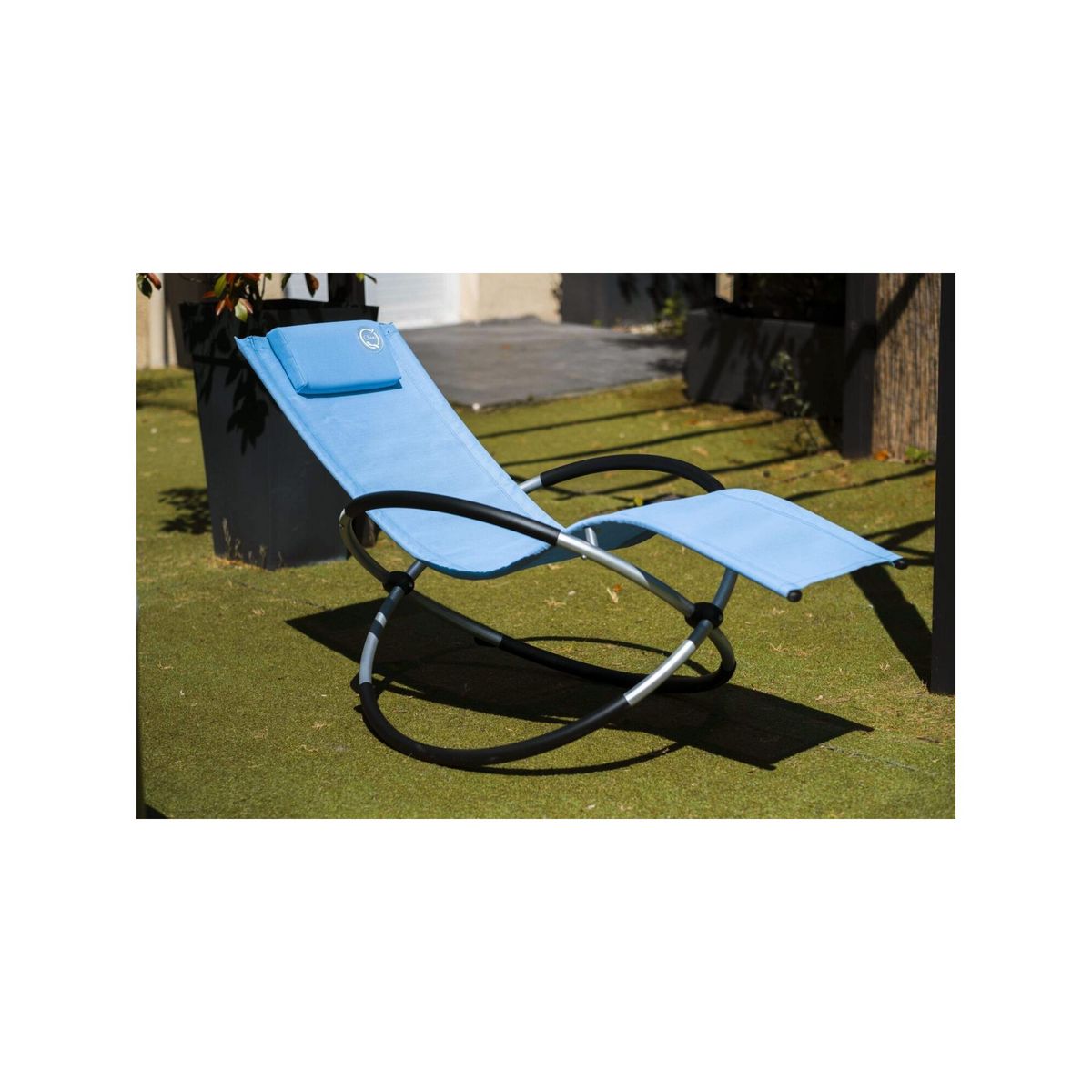 O'Sun Transat en aluminium à bascule - O'Sun - Bleu - Dimensions : 155 x 80 x 85 cm