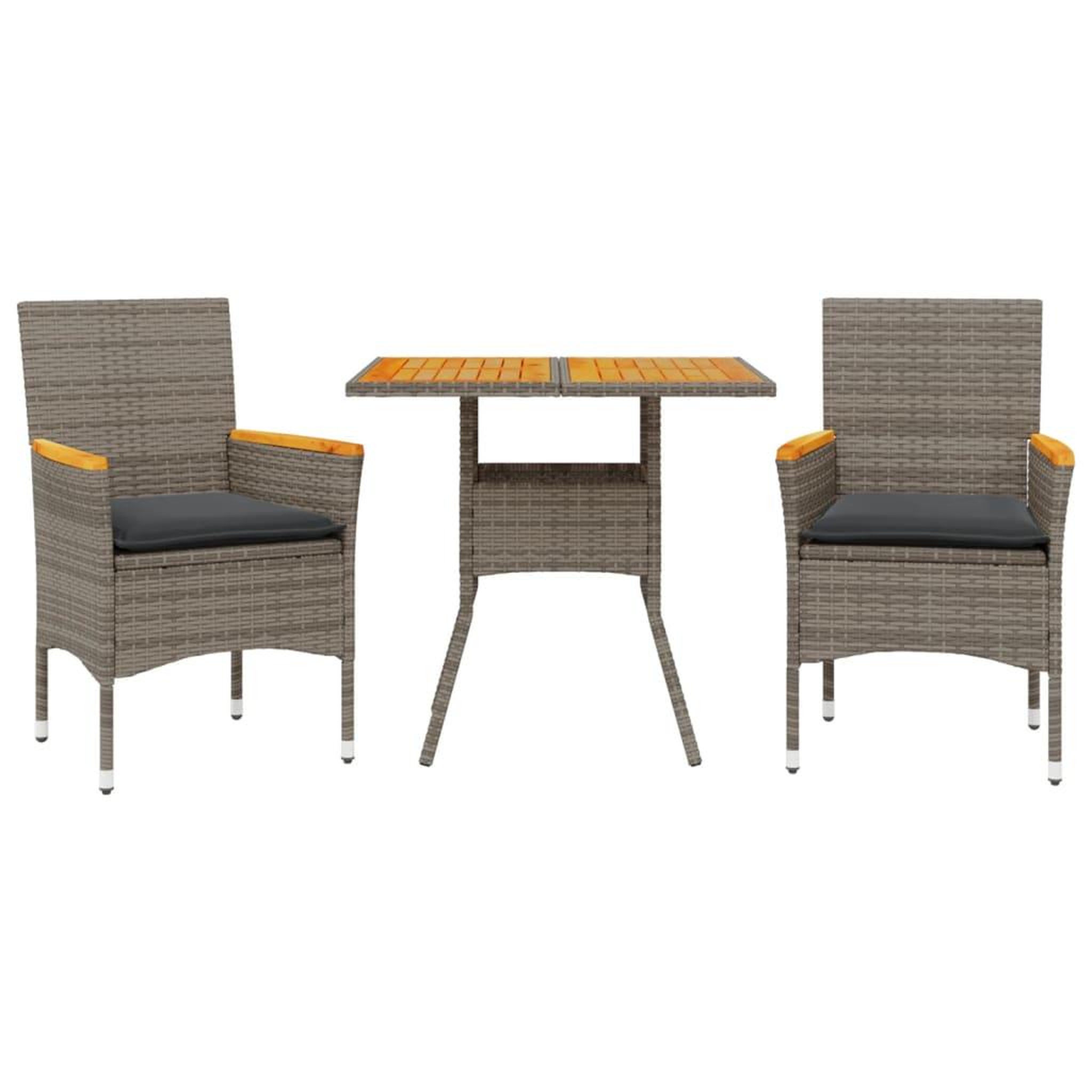 Voir la diapositive 2 : VIDAXL Ensemble a manger de jardin et coussins 3 pcs gris rotin acacia