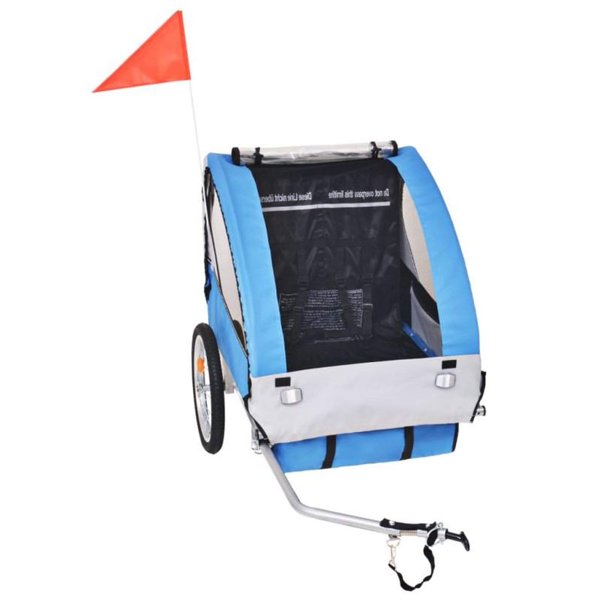 Voir la diapositive 2 : VIDAXL Remorque de vélo gris et bleu 30 kg