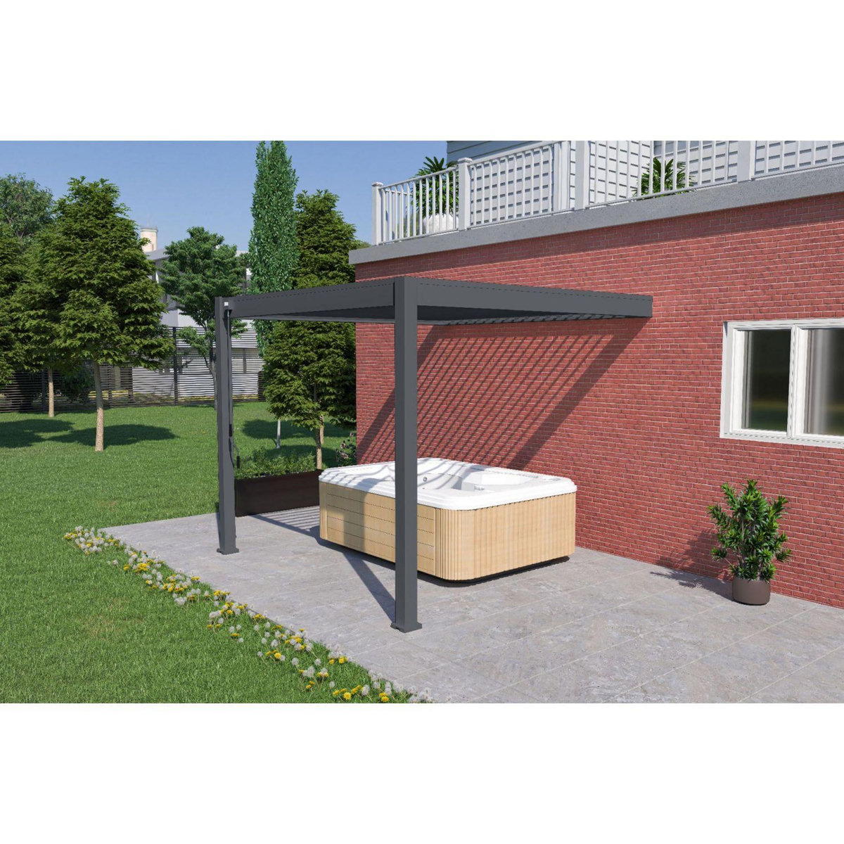 Pergola Bioclimatique adossée 3x3 m - Anthracite - VS OmBREA®