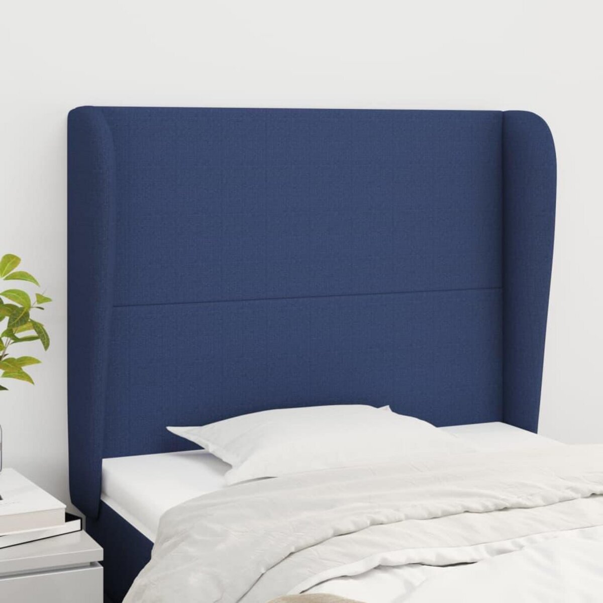 VIDAXL Tete de lit avec oreilles Bleu 93x23x118/128 cm Tissu