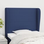 VIDAXL Tete de lit avec oreilles Bleu 93x23x118/128 cm Tissu