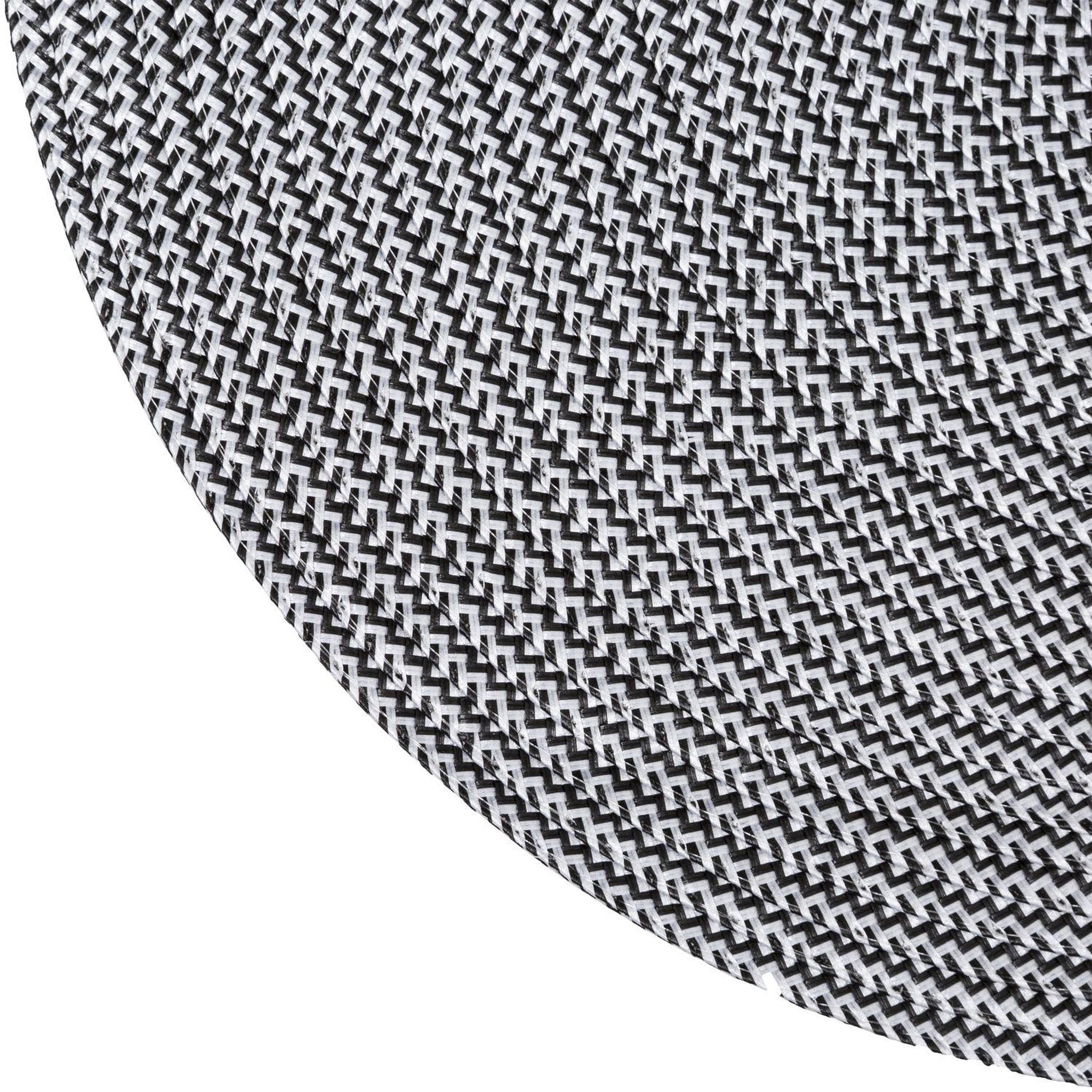 Voir la diapositive 2 : TOILINUX Lot de 6 sets de table rond tressés en polypropylène - Diam. 38 cm - Noir et blanc