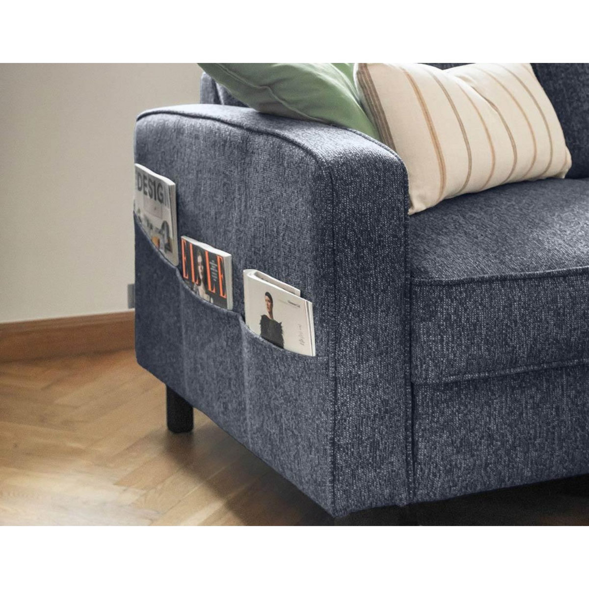 BEST MOBILIER Molly - canapé d'angle droit 5 places convertible en tissu