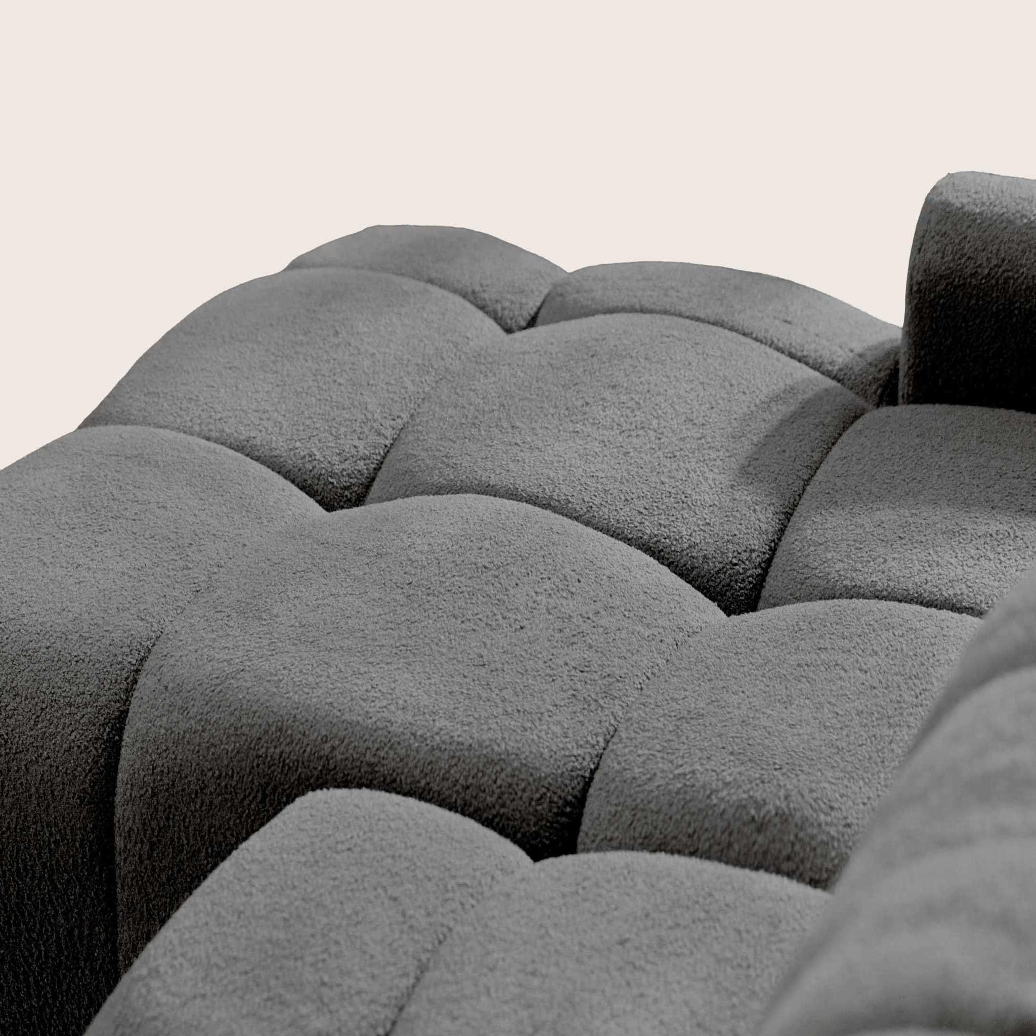 Voir la diapositive 6 : BEST MOBILIER Yulin - canapé d'angle ouvert gauche 4 places convertible avec coffre en tissu bouclette