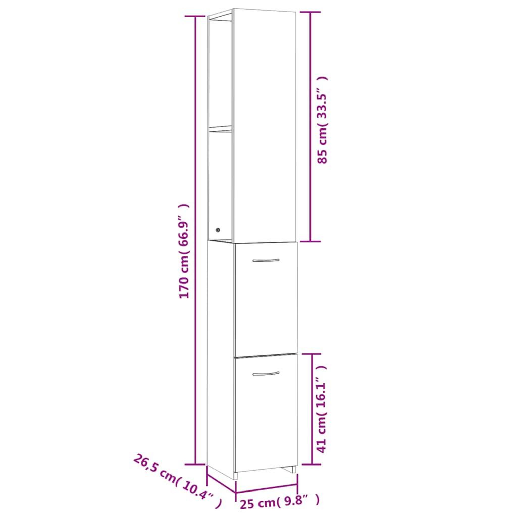 Voir la diapositive 6 : VIDAXL Armoire de bain chene fume 25x26,5x170 cm bois d'ingenierie