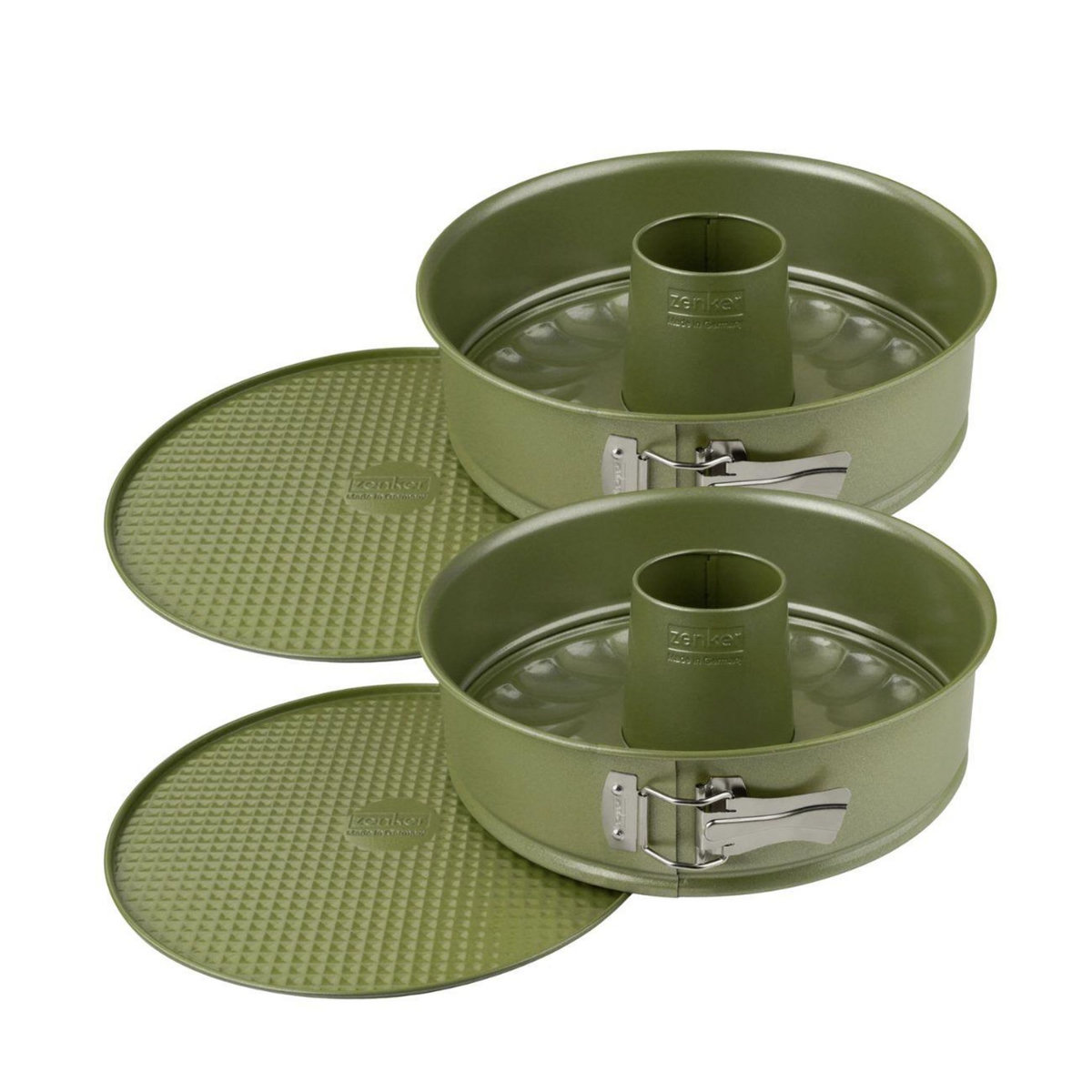 ZENKER Ensemble de 2 Moules à manqué et à savarin double fond 26 cm Zenker Green Vision