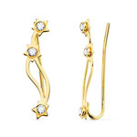 L'ATELIER D'AZUR Boucles d'Oreilles Or 18 Carats 750 Jaune - Contours Grimpeurs - Etoiles