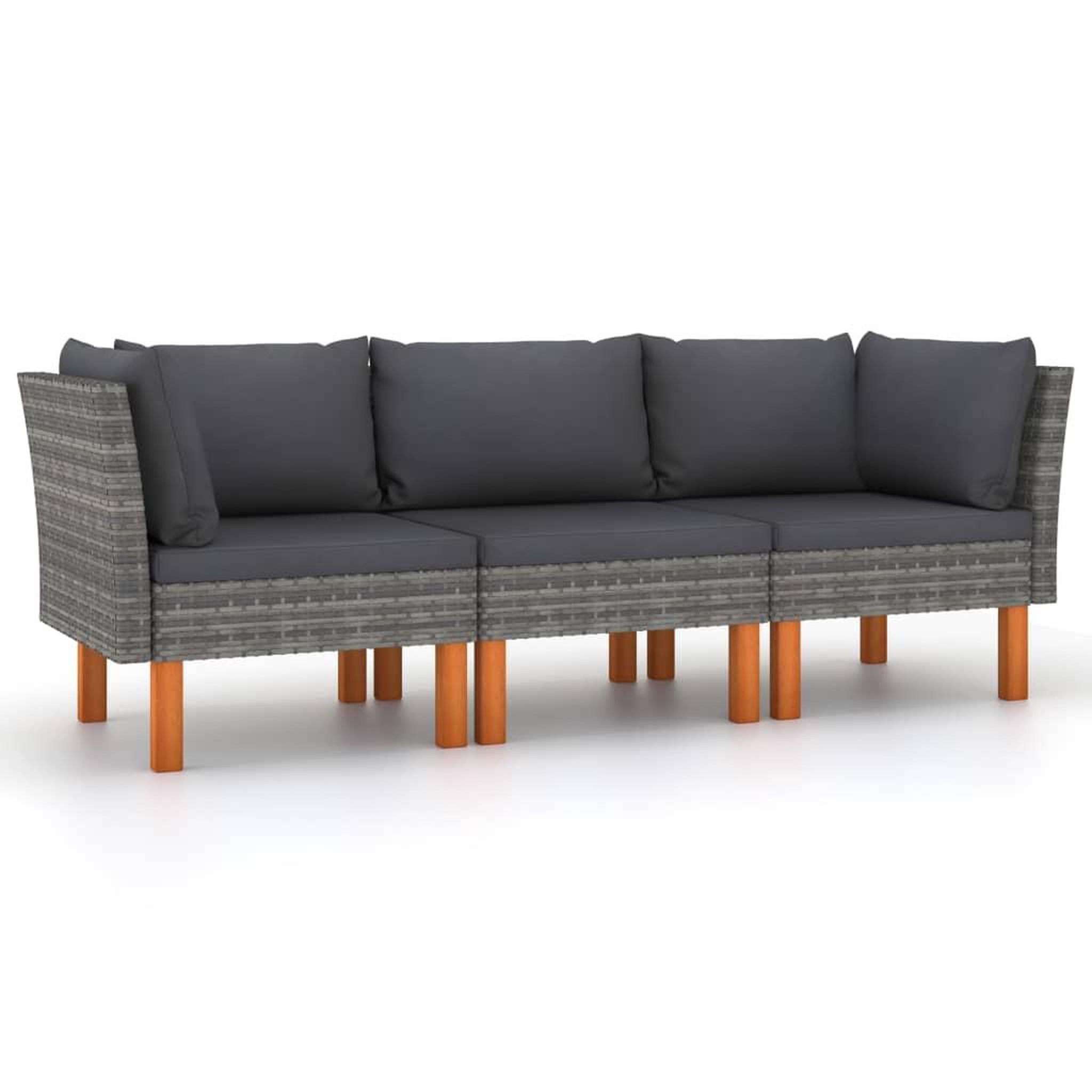 Voir la diapositive 2 : VIDAXL Canape de jardin a 3 places avec coussins Gris Resine tressee