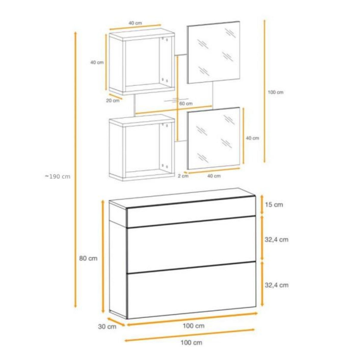 Paris Prix Ensemble Dressing Design  Easy V  190cm Noir