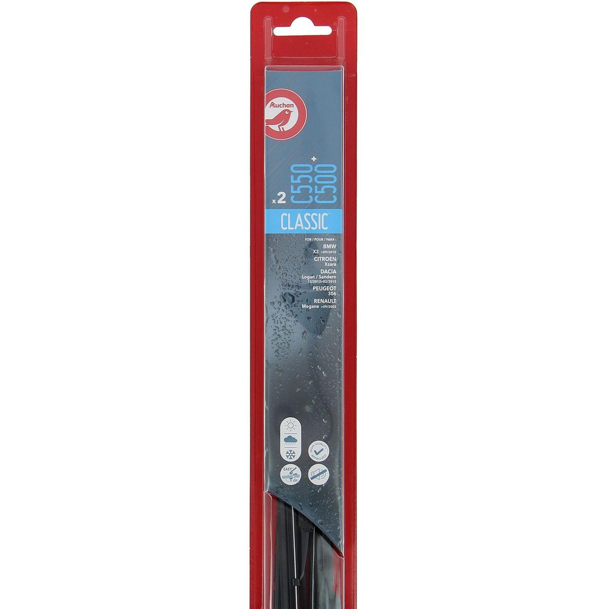 AUCHAN 2 balais d'essuie-glace WEST CLASSIC WIPER BLADE (550+500MM)