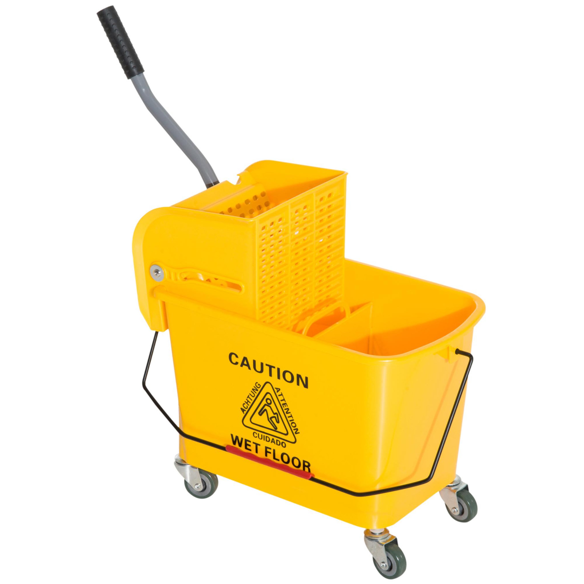 HOMCOM Chariot de nettoyage lavage seau de ménage 20 l avec essoreur et séparateur eau sale propre jaune