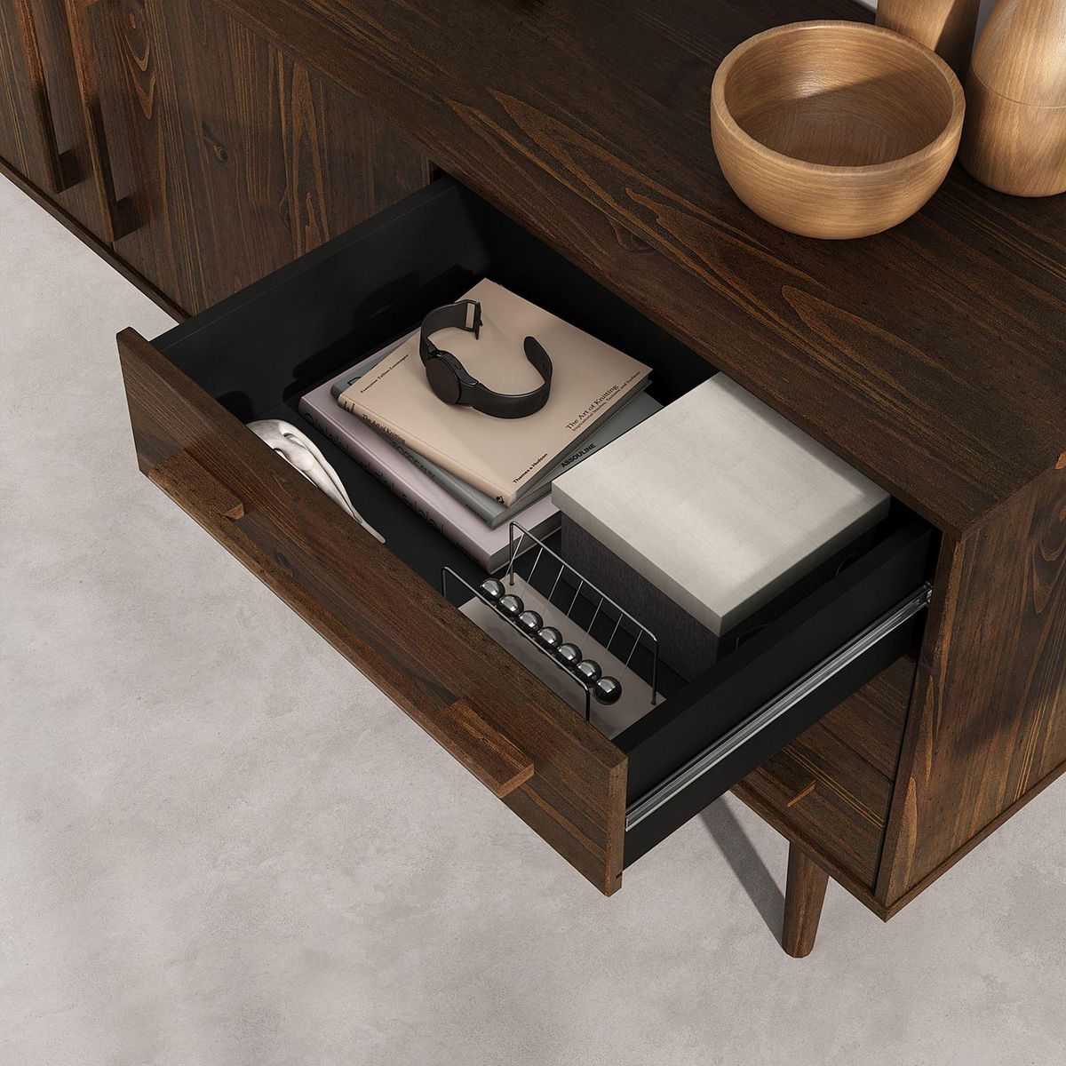 IDIMEX Buffet TECCA L 170 cm 2 portes 3 tiroirs en bois massif