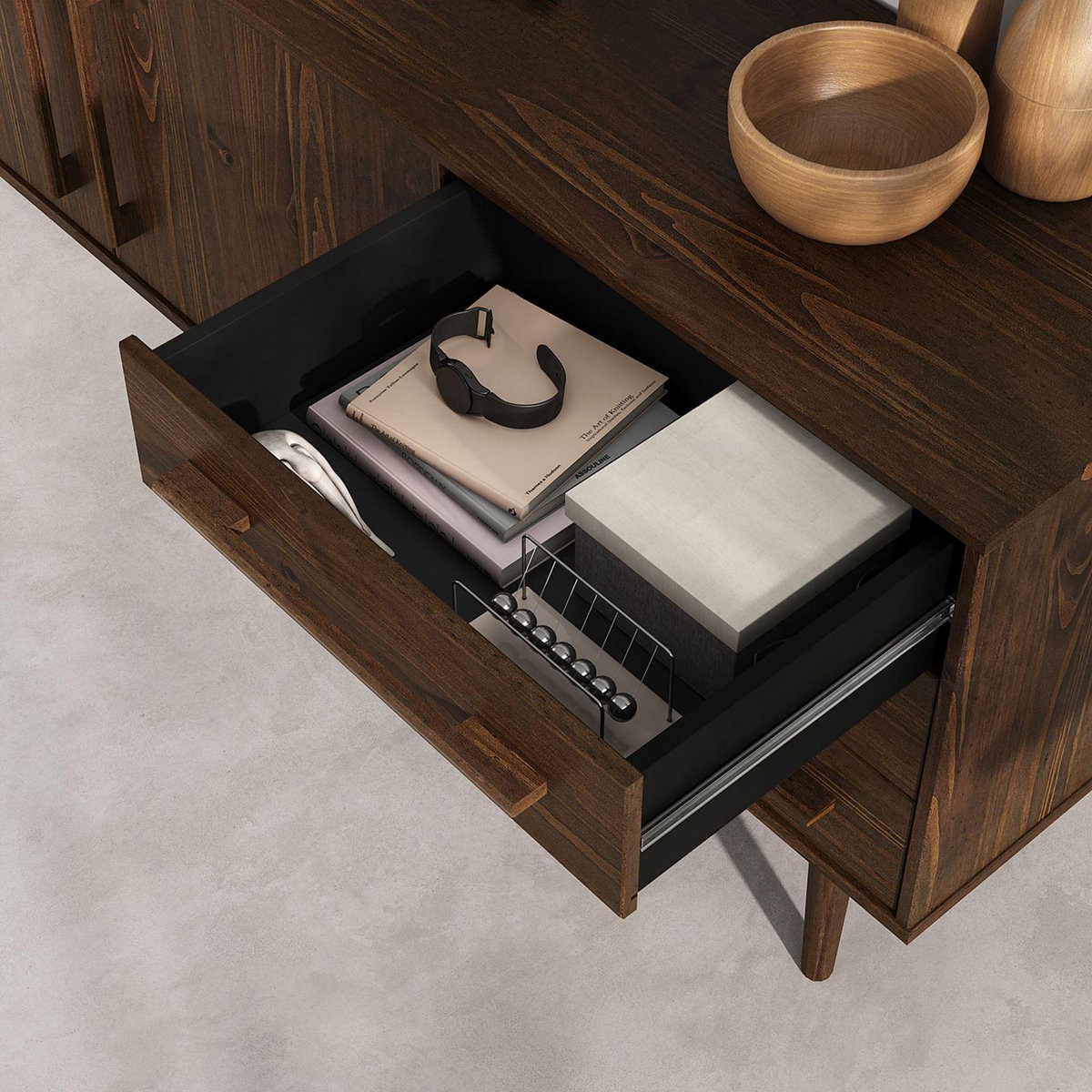 IDIMEX Buffet TECCA L 170 cm 2 portes 3 tiroirs en bois massif