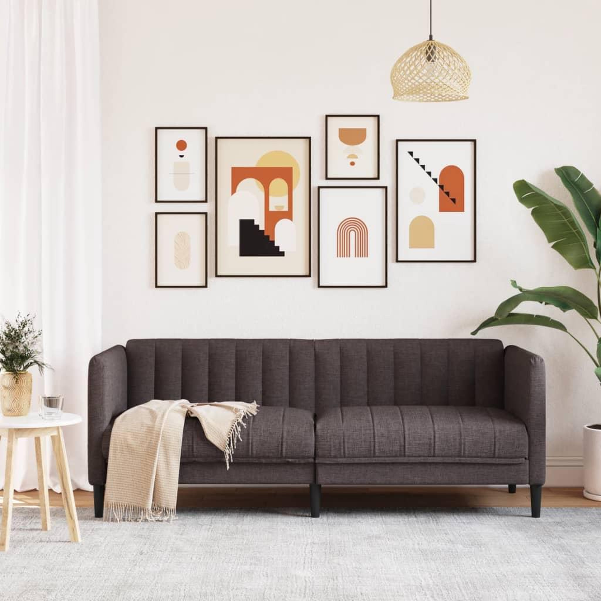 Voir la diapositive 3 : VIDAXL Canape a 2 places marron fonce tissu