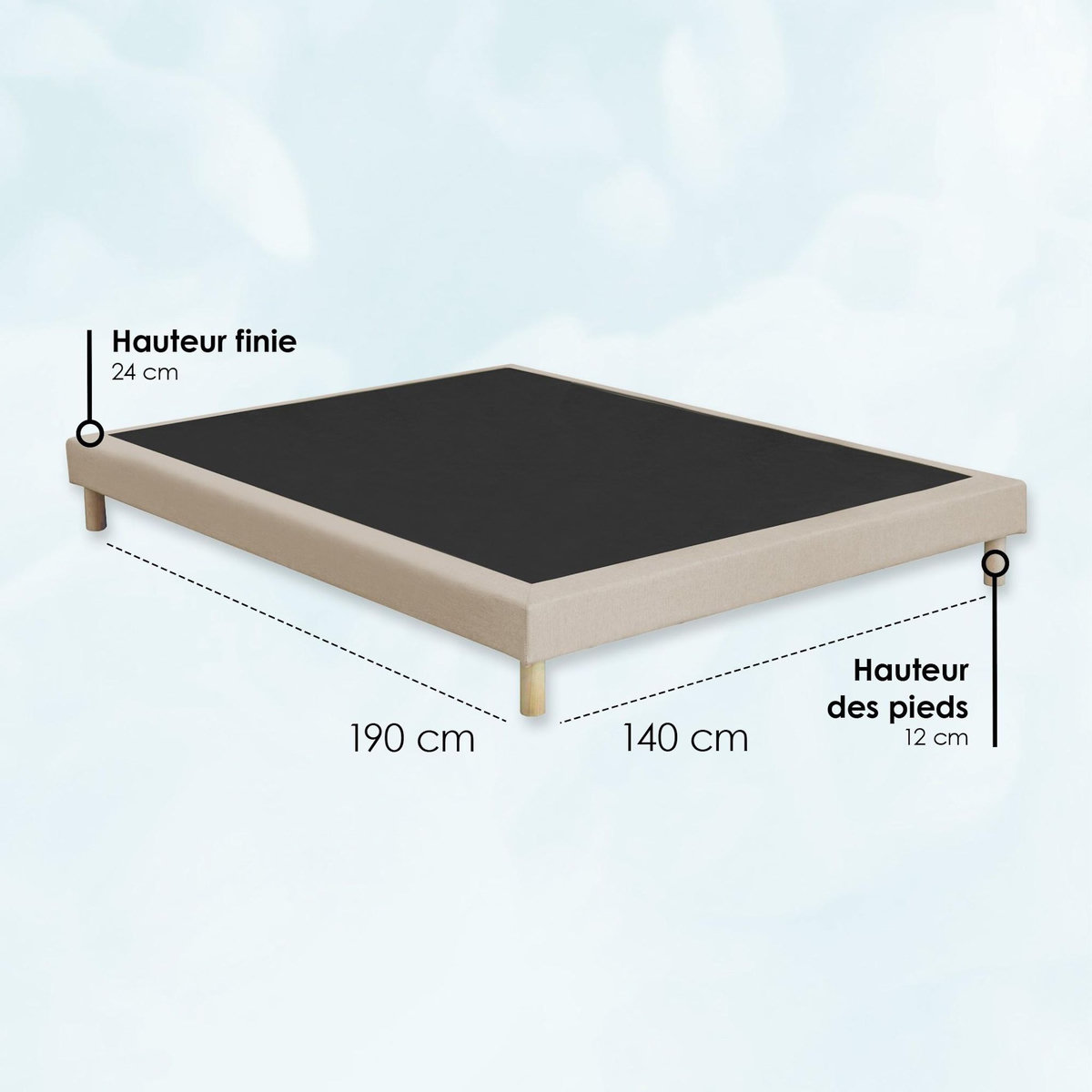 IDLITERIE Sommier tapissier à lattes fixes, excellent maintien et durable