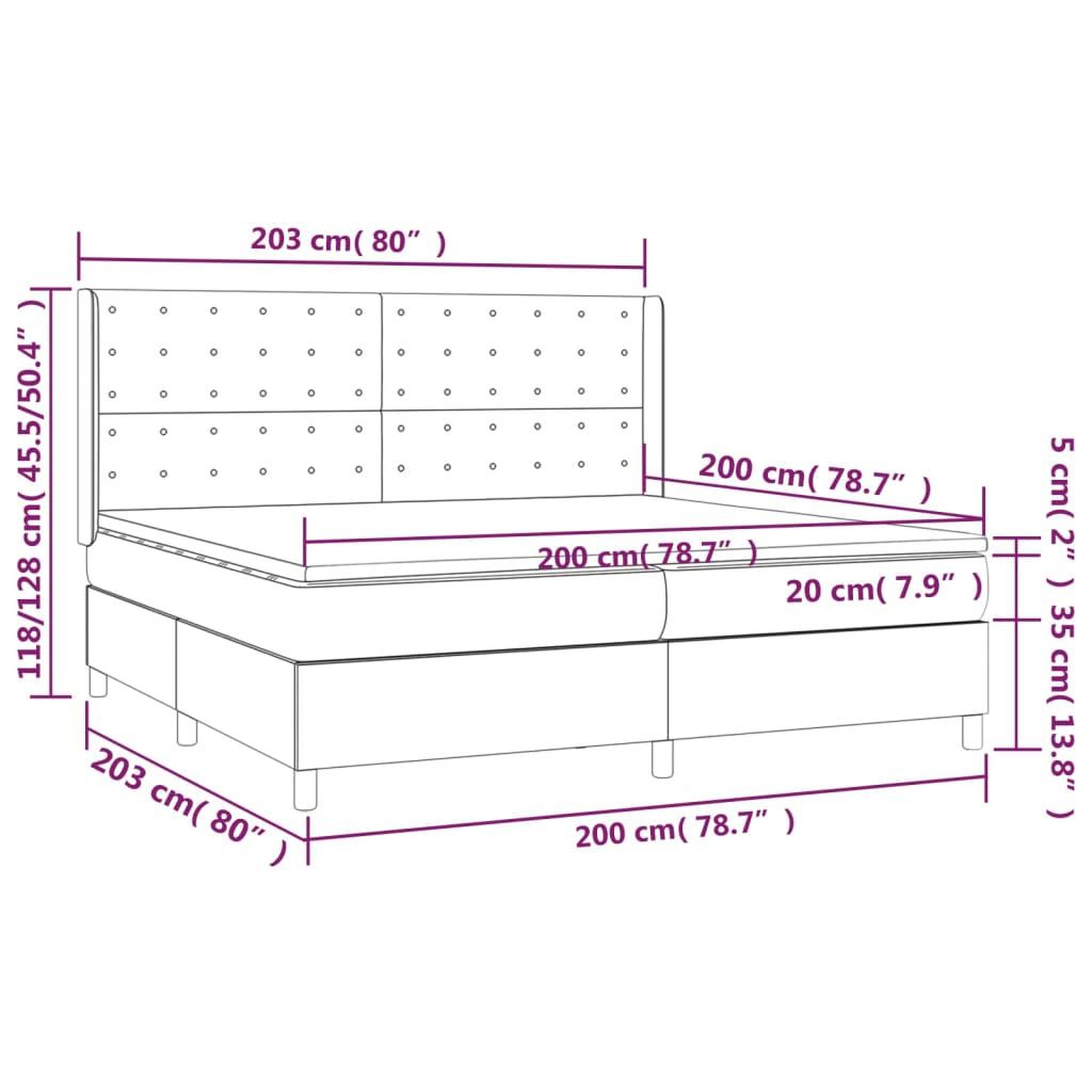 Voir la diapositive 6 : VIDAXL Sommier a lattes de lit matelas et LED Marron fonce 200x200 cm