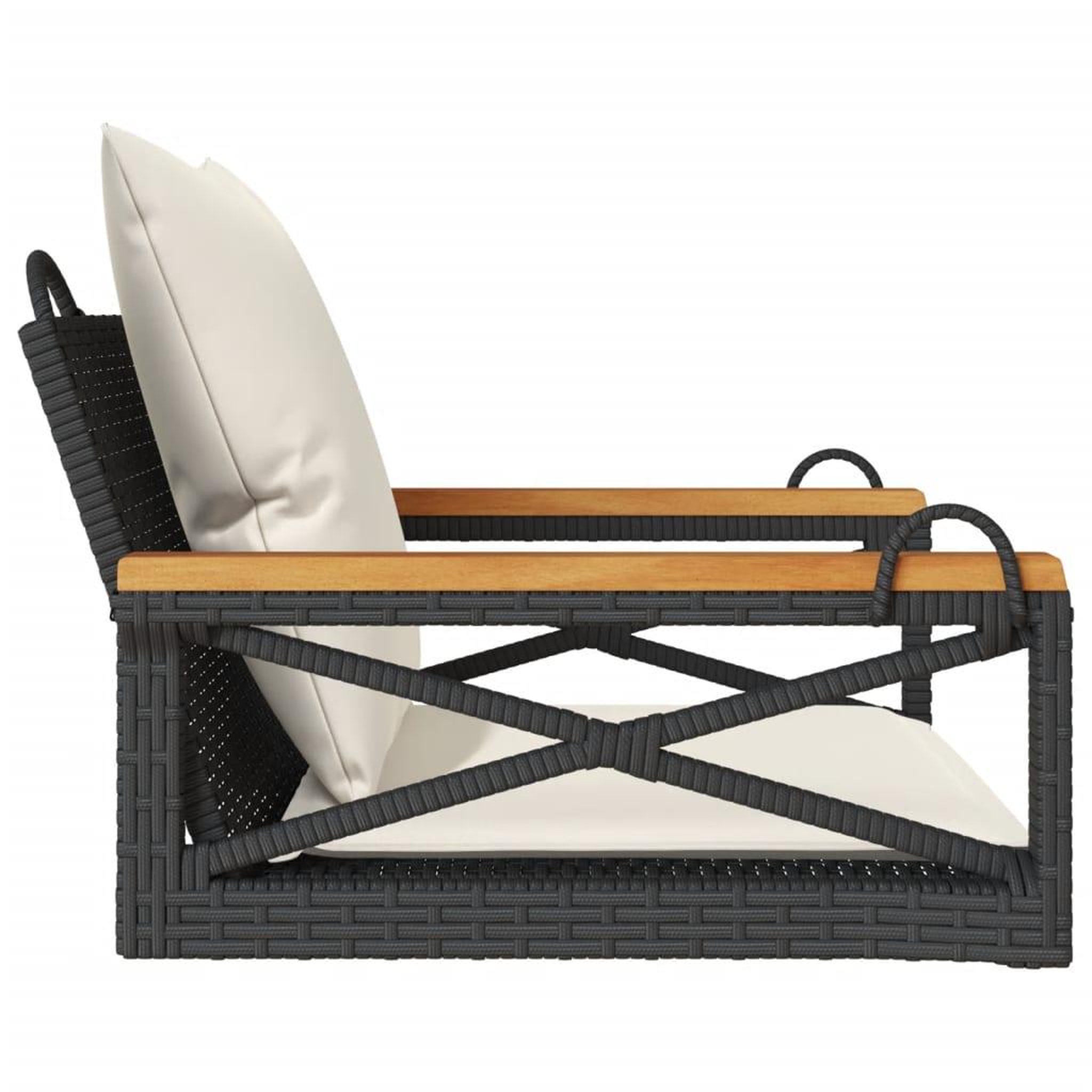 Voir la diapositive 5 : VIDAXL Balancelle avec coussins noir 63x62x40 cm resine tressee