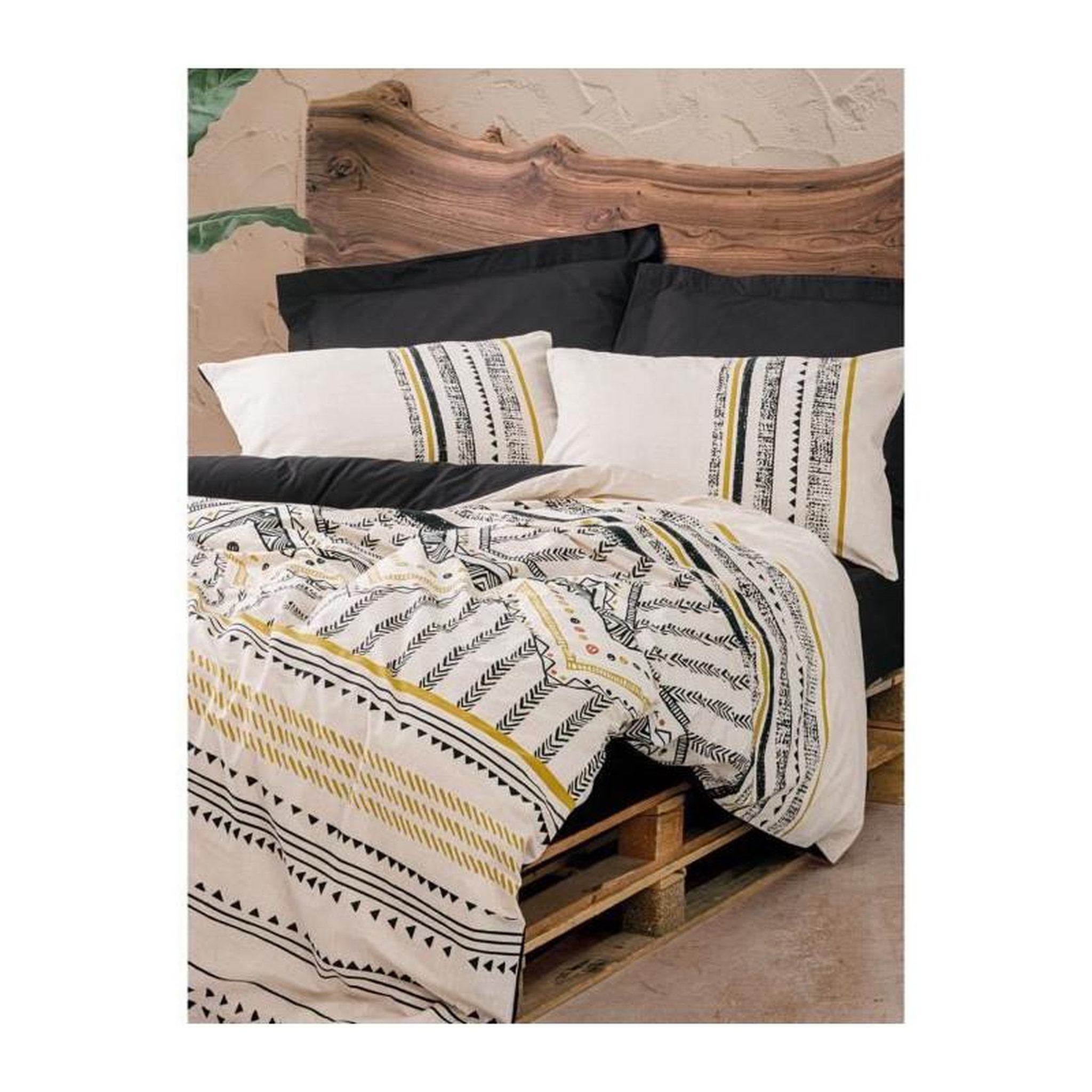 Voir la diapositive 4 : GENERIQUE Parure de lit - 129CTN64278 - 1 housse de couette 220 x 240 cm + 2 taies d'oreiller 60 x 60 cm - 100% coton ranforcé - Blanc
