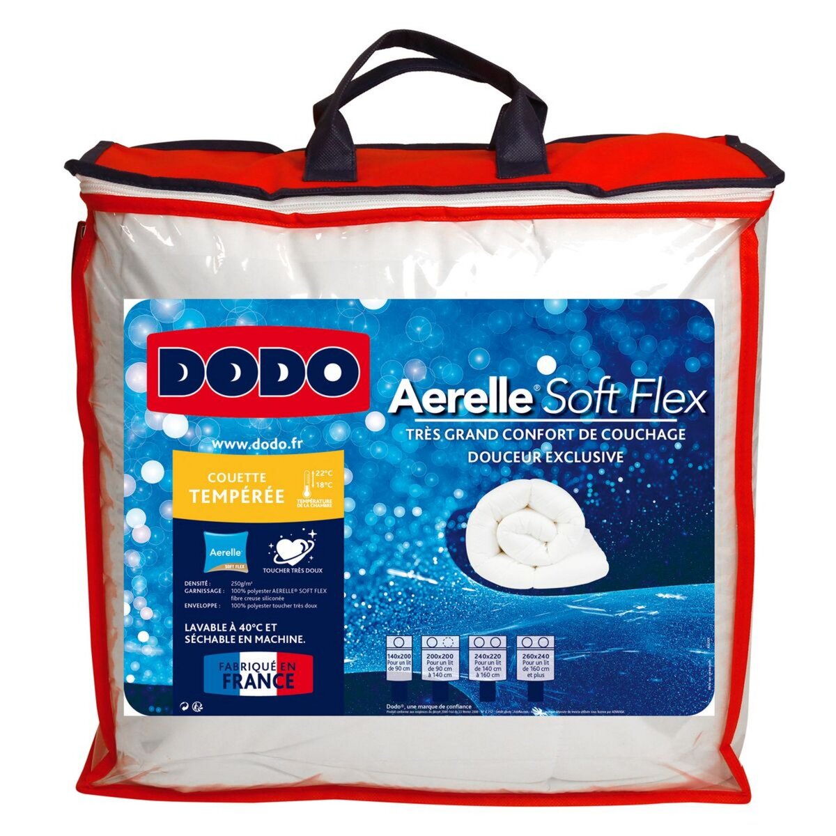 DODO Couette Tempérée toucher très doux Aerelle Soft Flex 250 g/m²