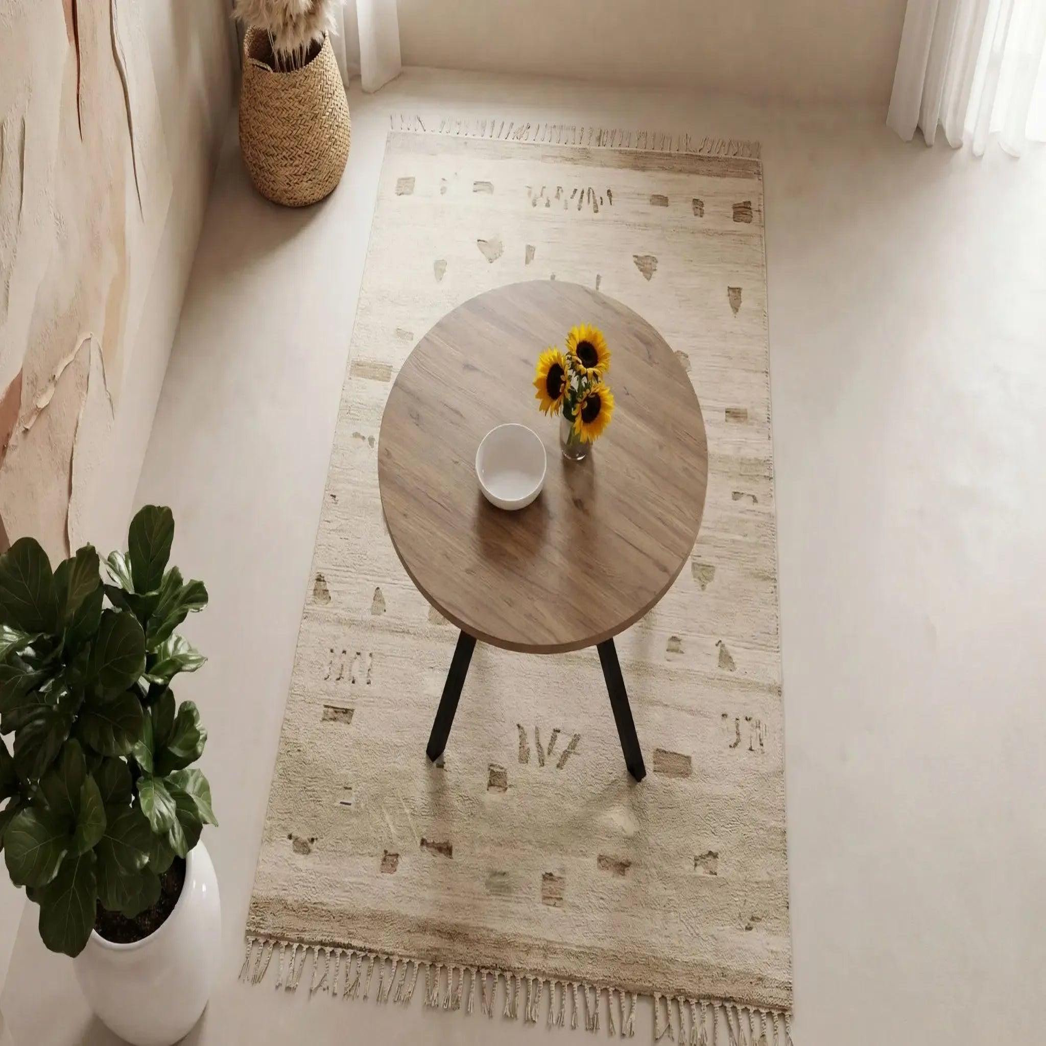 Voir la diapositive 4 : CASANOVA PARIS Iloa - table à manger ronde 120cmpieds en métal noir - chêne clair