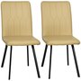 HOMCOM Lot de 2 chaises de salle à manger salon dossier surpiqûres piètement acier noir revêtement synthétique beige