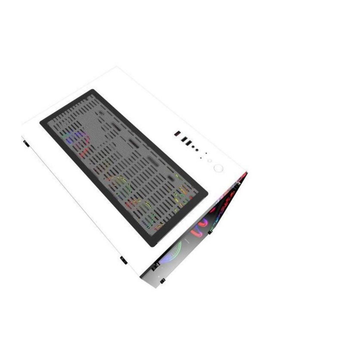 MRED MRED - Boîtier PC Gamer ATX - Blanc RGB Crystal Sea