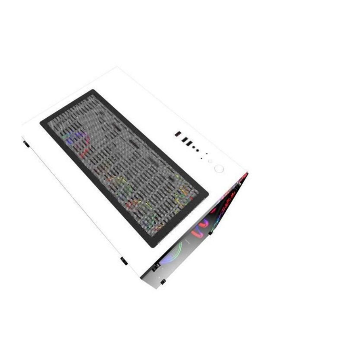 MRED MRED - Boîtier PC Gamer ATX - Blanc RGB Crystal Sea