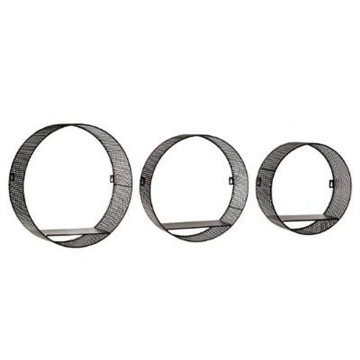 ATMOSPHERA Lot de 3 Étagères Murales en Métal  Perf  35cm Noir