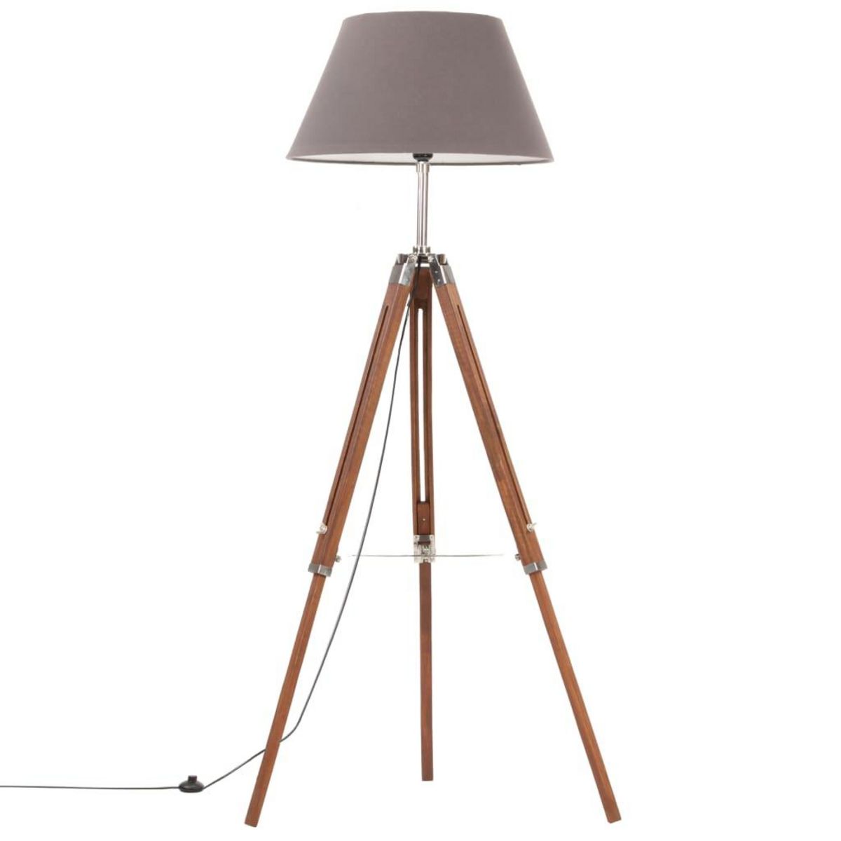 VIDAXL Lampadaire a trepied Marron miel et gris Bois de teck 141 cm