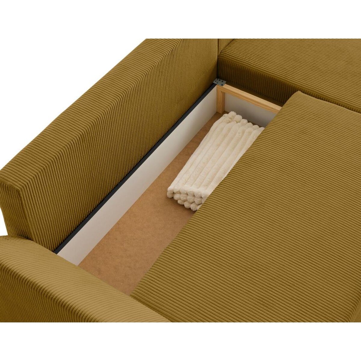 BEST MOBILIER Mike - canapé d'angle réversible - 4 places - convertible avec coffre - en velours côtelé