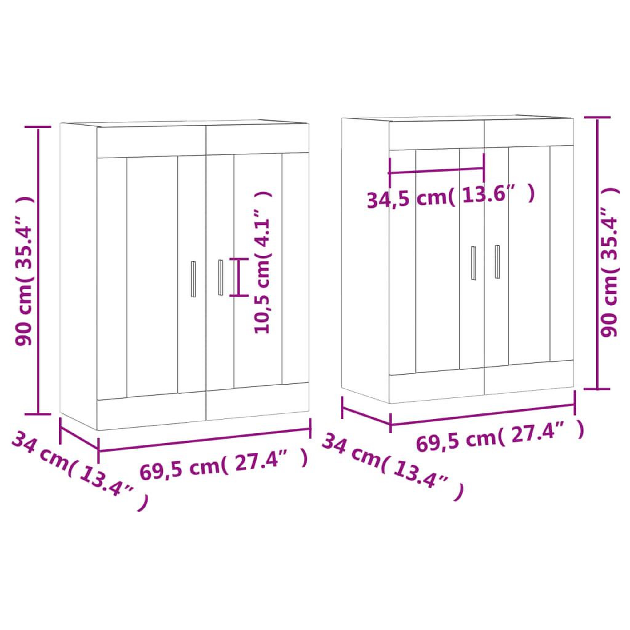Voir la diapositive 6 : VIDAXL Armoires murales 2 pcs chene sonoma bois d'ingenierie