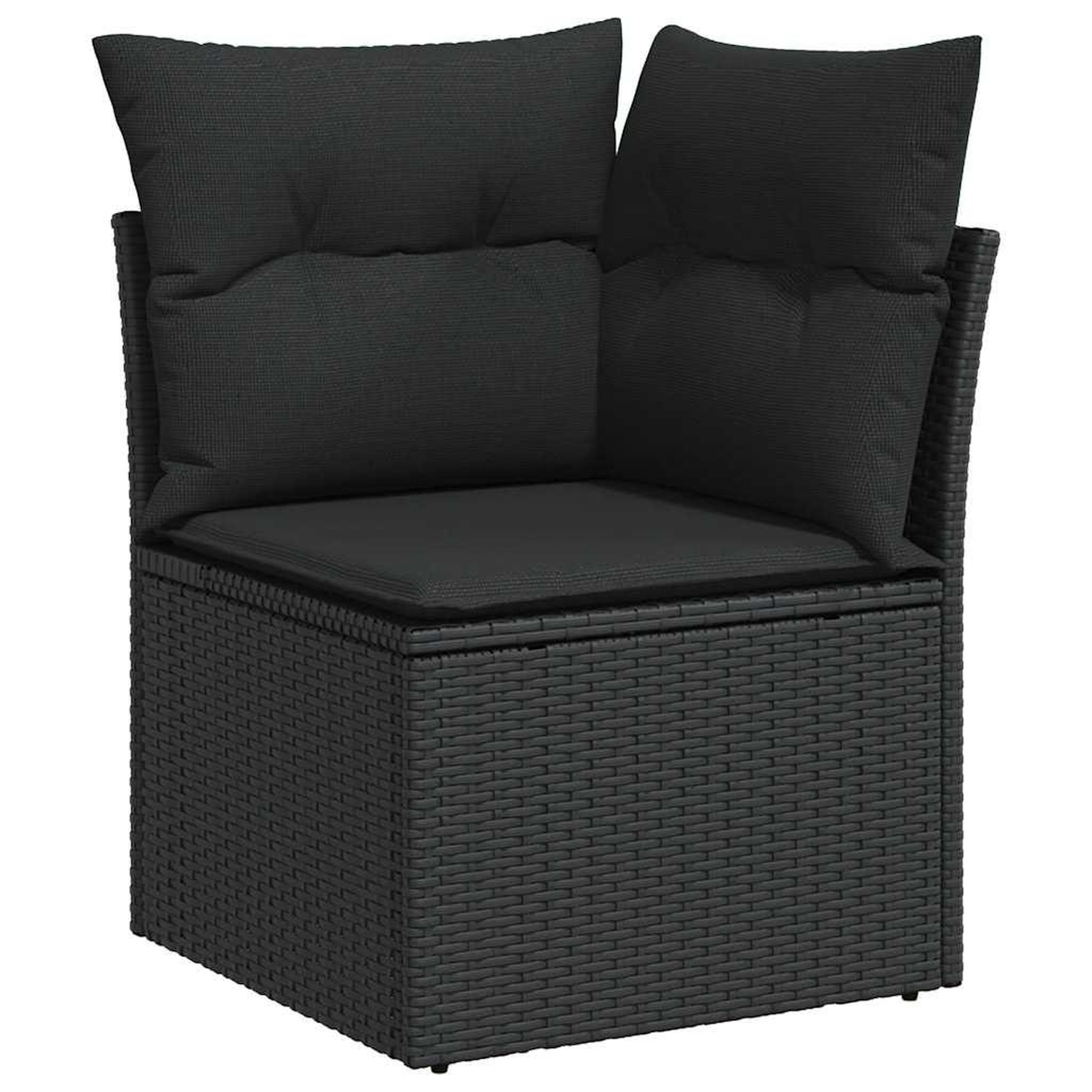 Voir la diapositive 5 : VIDAXL Salon de jardin 7 pcs avec coussins noir resine tressee