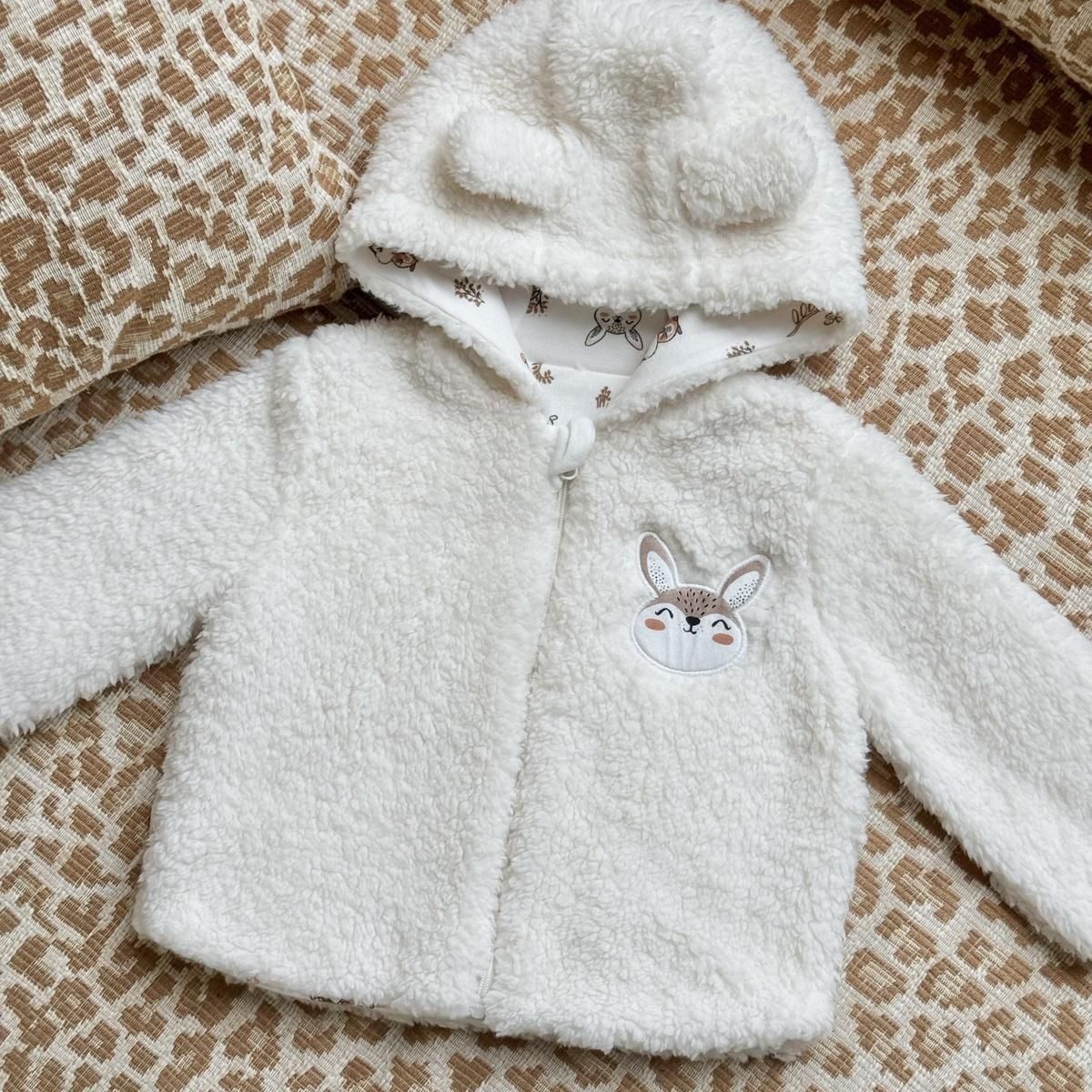 Petit Béguin Veste à capuche zippé bébé en sherpa Chou lapinou