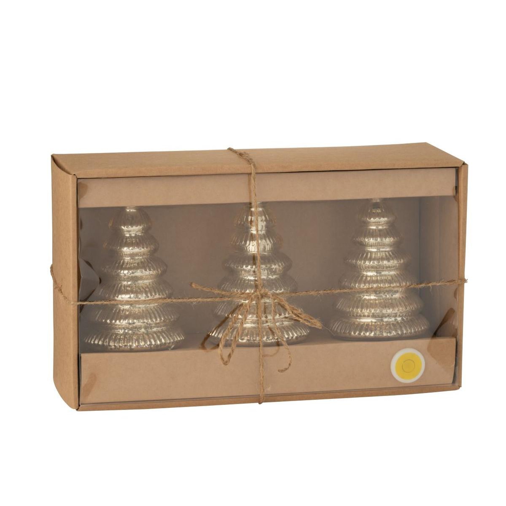 Voir la diapositive 4 : J-LINE Lot de 3 arbres led en verre  côtelé  31cm doré
