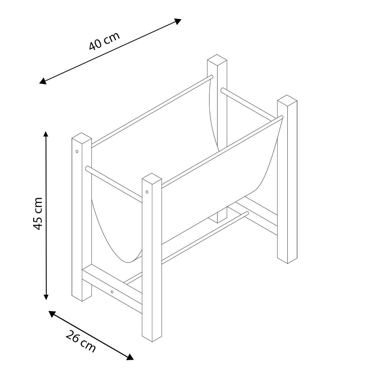 VS VENTA-STOCK Porte-revues Bento en cuir synthétique et bois naturel