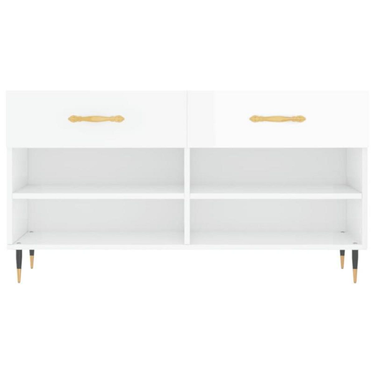 VIDAXL Banc à chaussures blanc brillant 102x35x55 cm bois d ingénierie