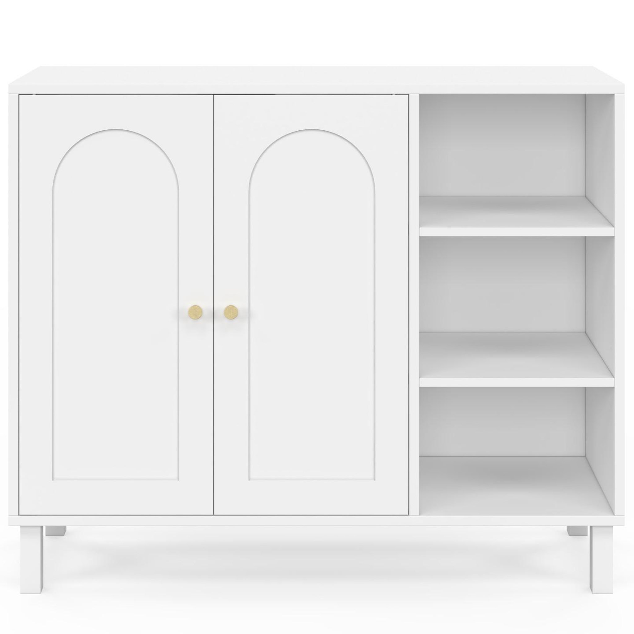 Voir la diapositive 3 : ID MARKET Meuble de salle de bain, meuble de rangement salon, entrée arsene 3 étagères avec placard bois blanc