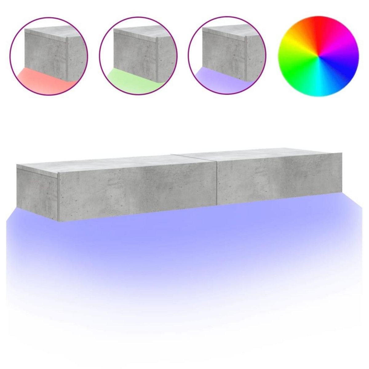 VIDAXL Meubles TV avec lumieres LED 2 pcs gris beton 60x35x15,5 cm
