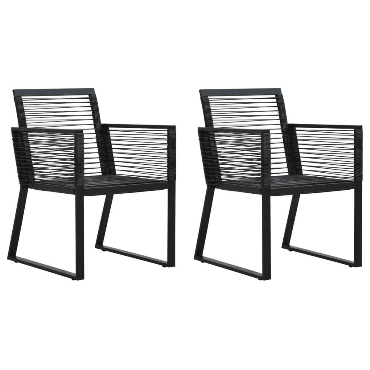 VIDAXL Chaises de jardin lot de 2 Noir Rotin PVC