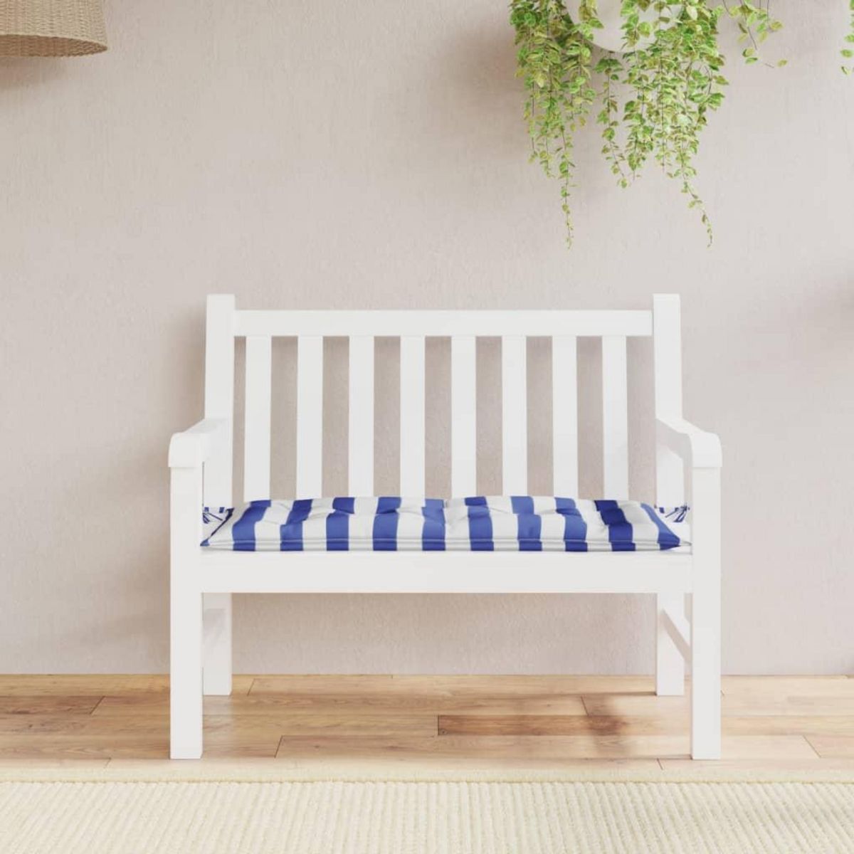 VIDAXL Coussin de banc de jardin rayures bleues et blanches 100x50x7cm