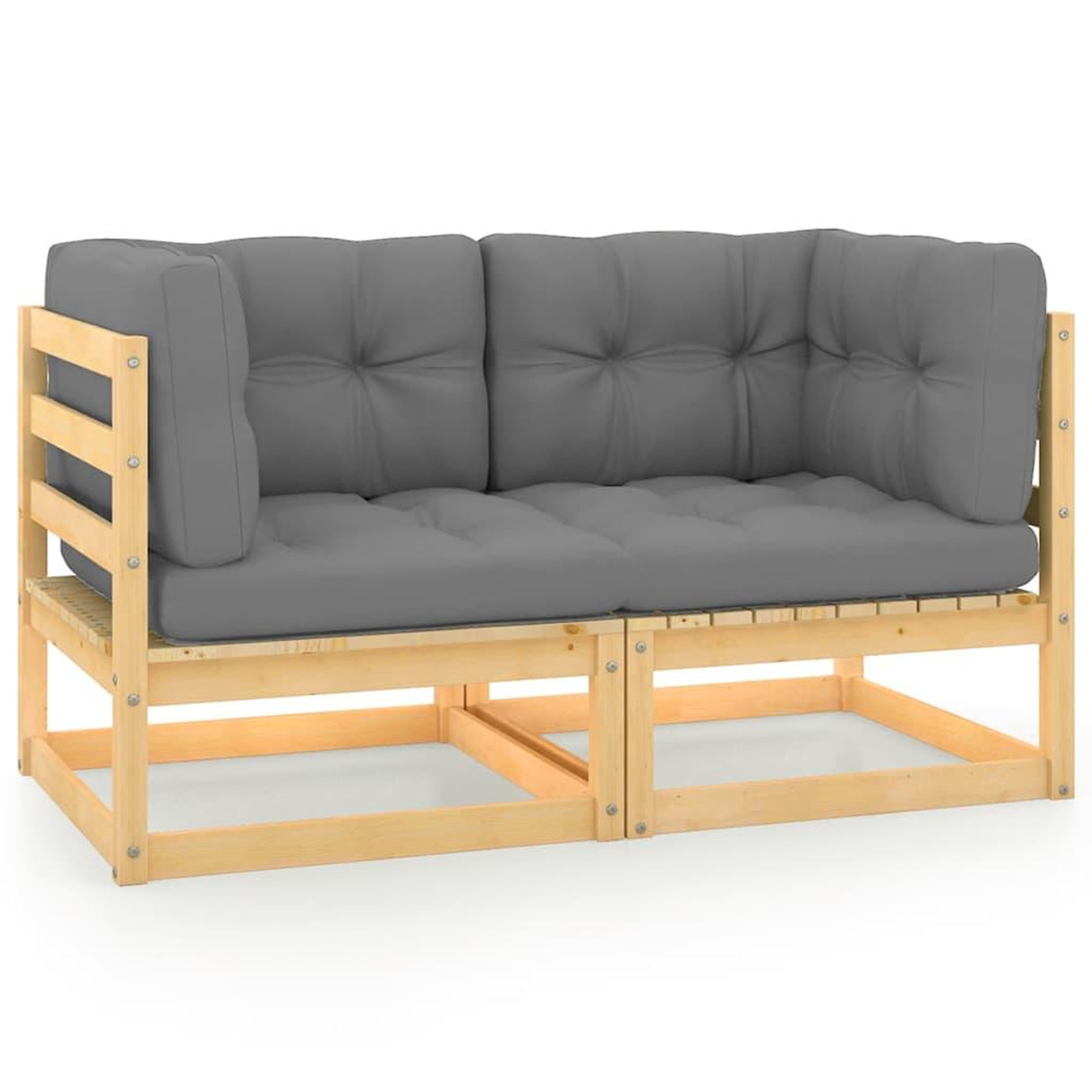 Voir la diapositive 1 : VIDAXL Canape 2 places de jardin avec coussins bois de pin massif