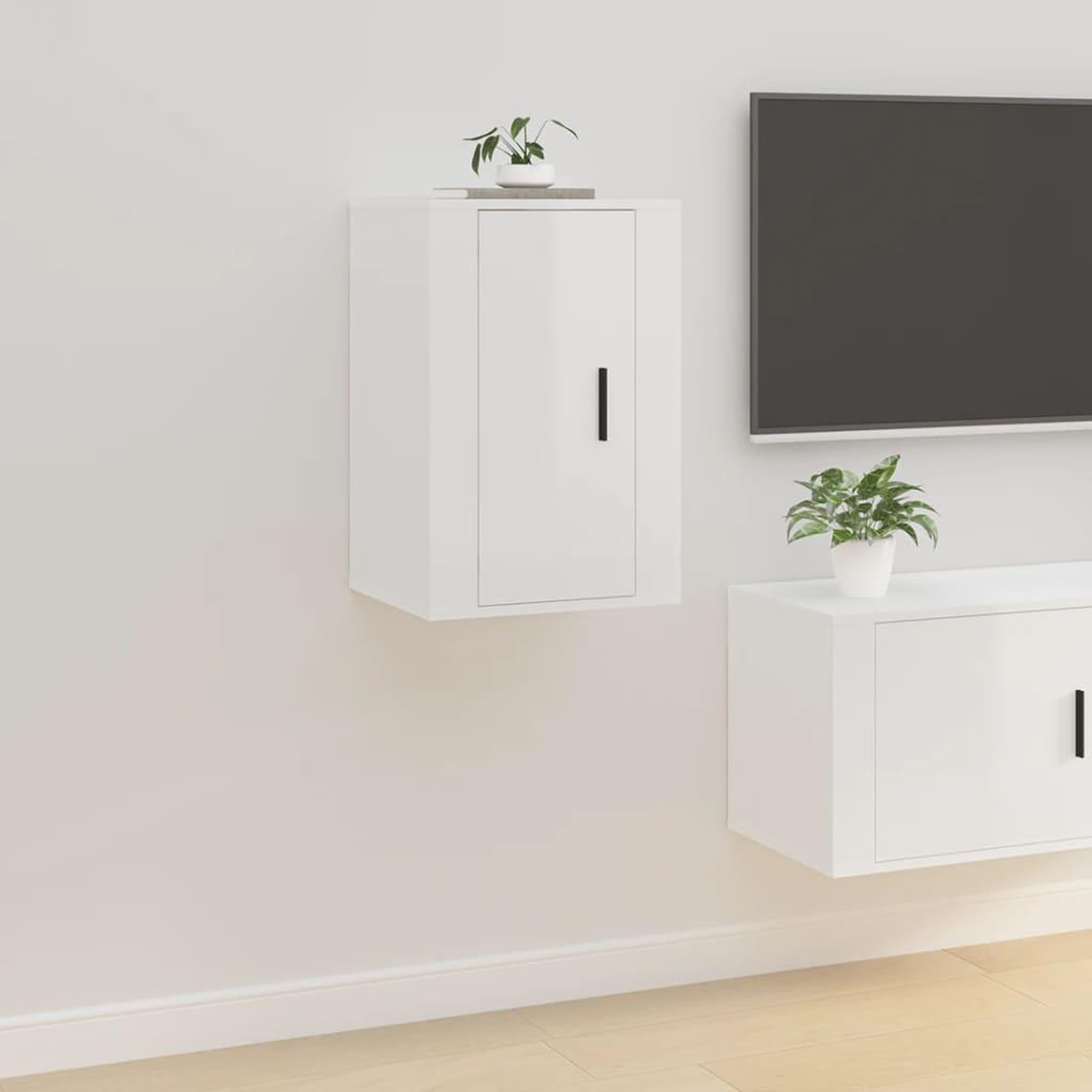 Voir la diapositive 4 : VIDAXL Meubles TV muraux 2 pcs Blanc brillant 40x34,5x60 cm