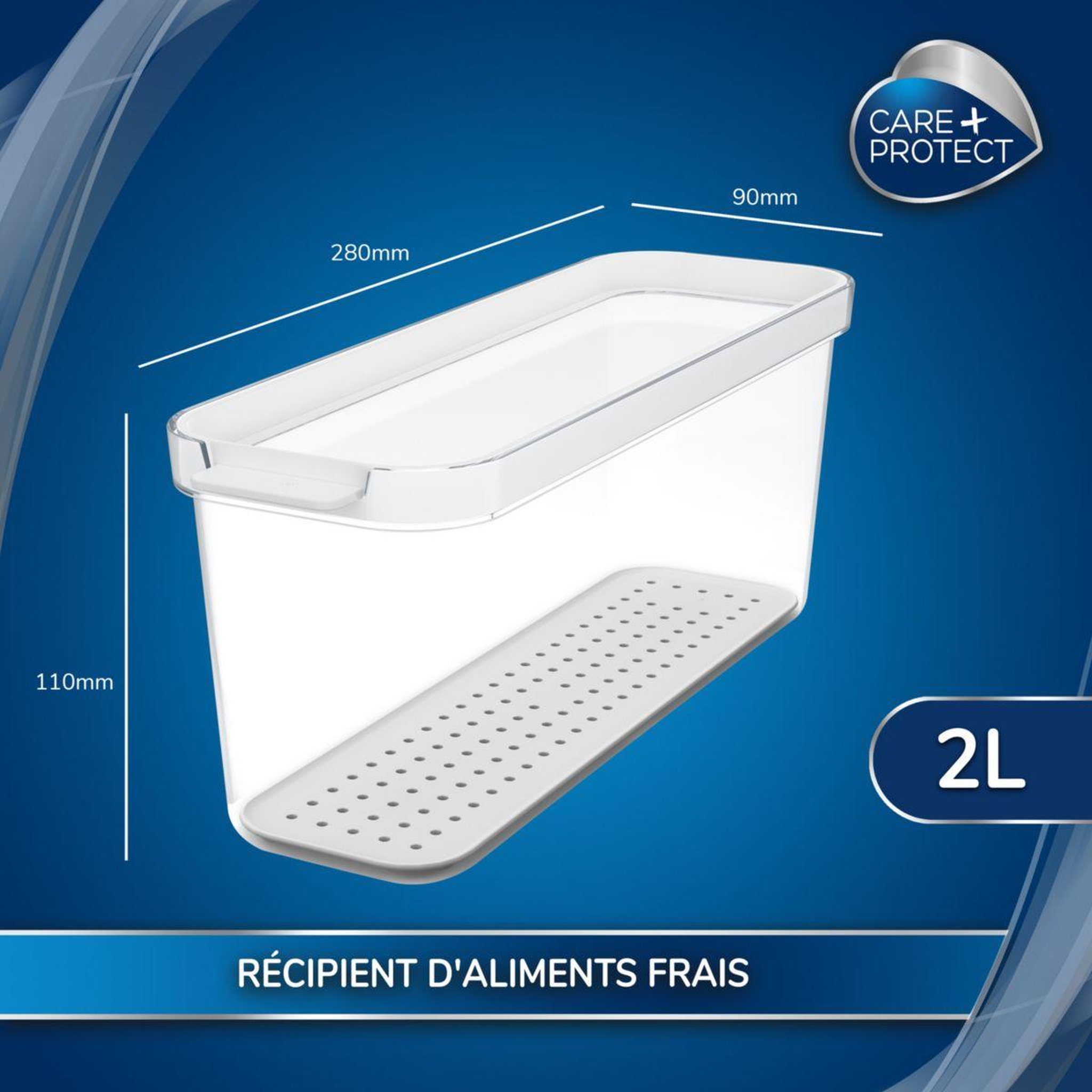 Voir la diapositive 2 : CARE PROTECT Boîte alimentaire empilable 2l