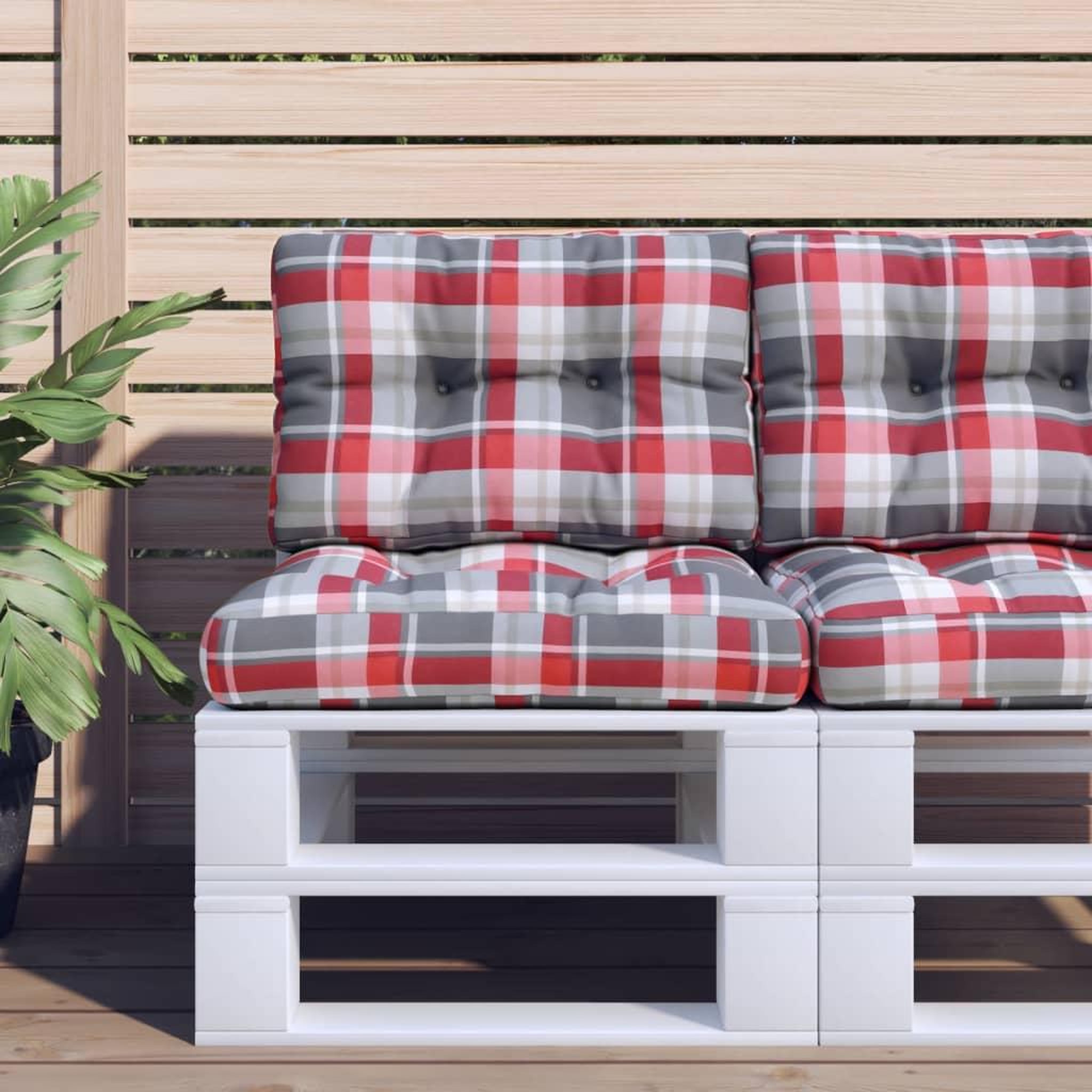 VIDAXL Coussin de palette motif a carreaux rouge 60x40x12 cm tissu