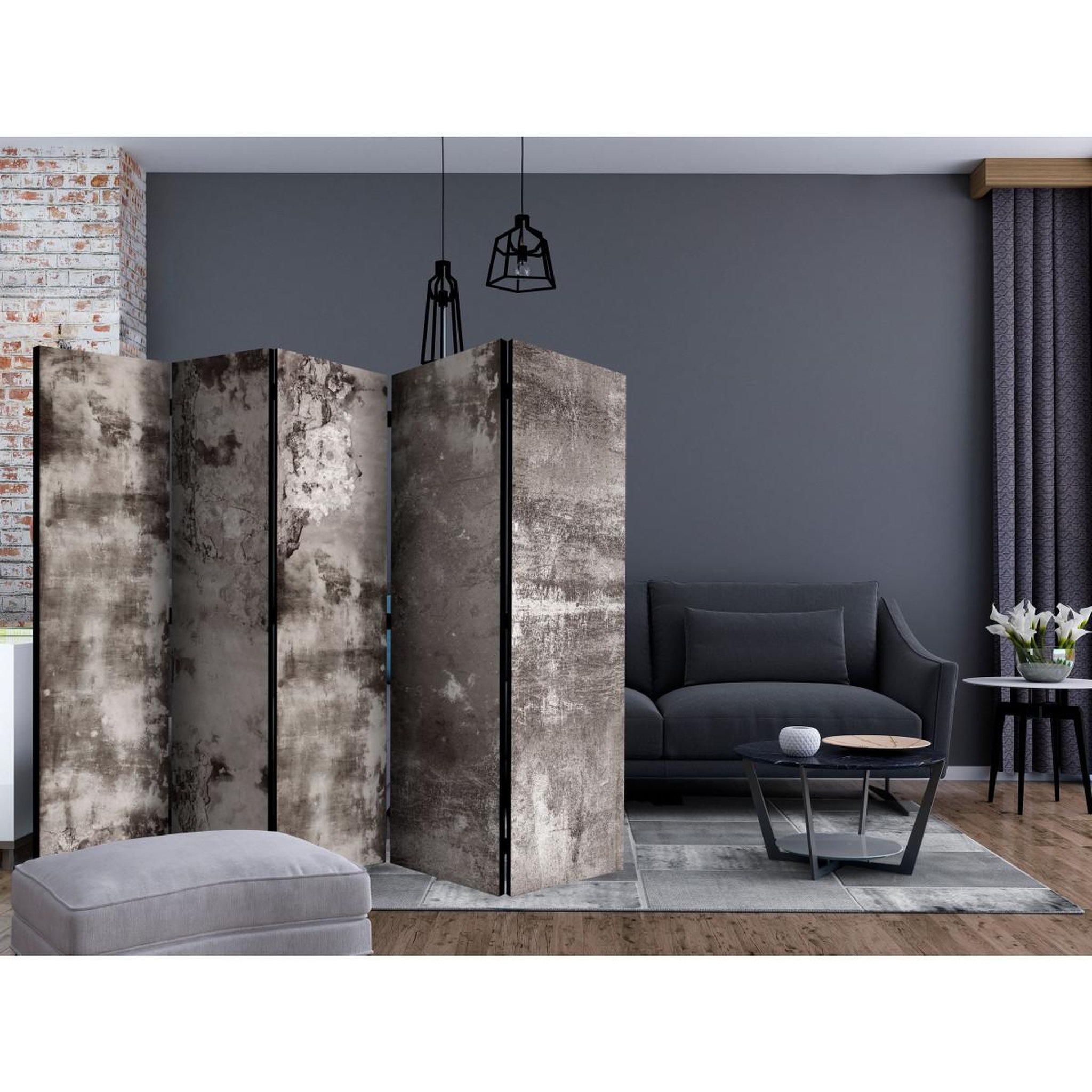 Voir la diapositive 2 : Paris Prix Paravent 5 volets  old plaster  172x225cm