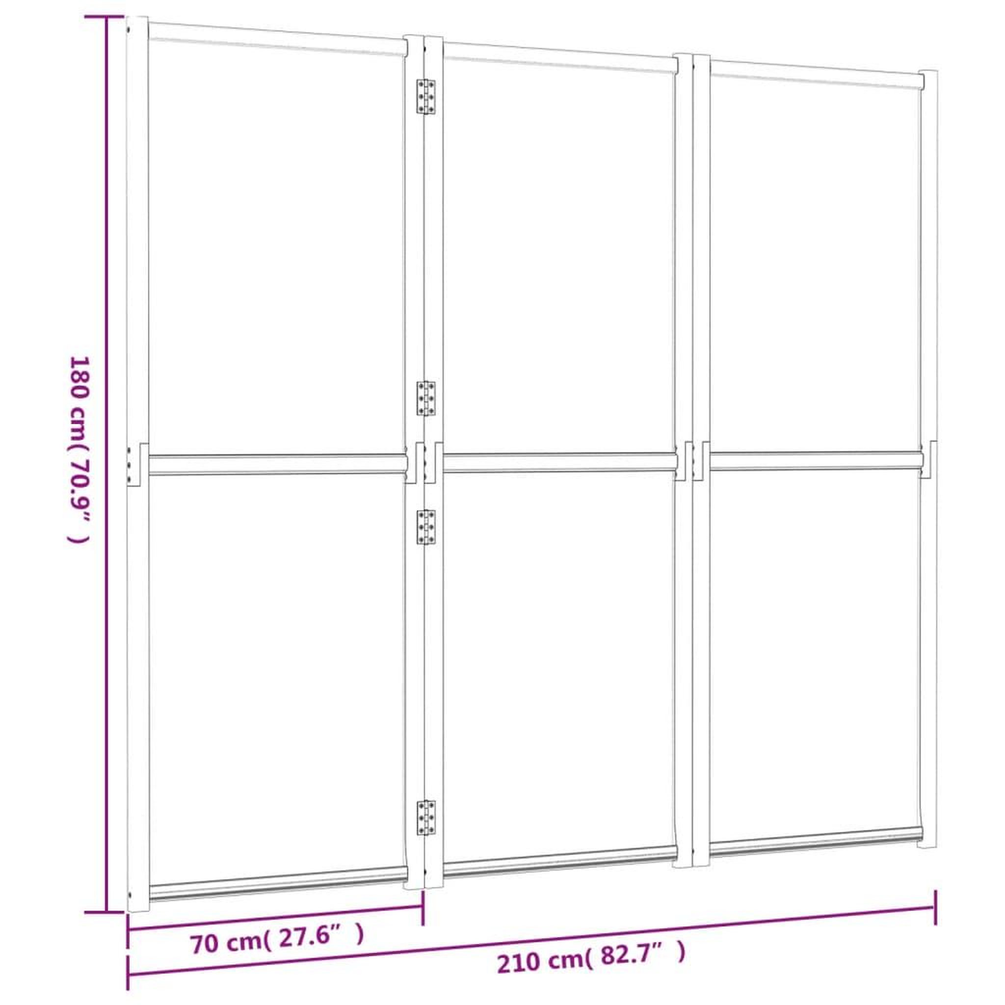 Voir la diapositive 6 : VIDAXL Cloison de separation 3 panneaux Blanc creme 210x180 cm